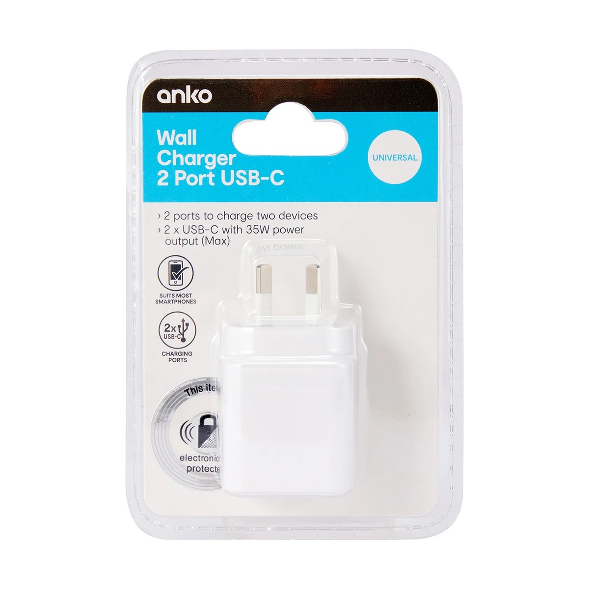 4 35W USB-C Dual Wall Charger - White, 4 of 5