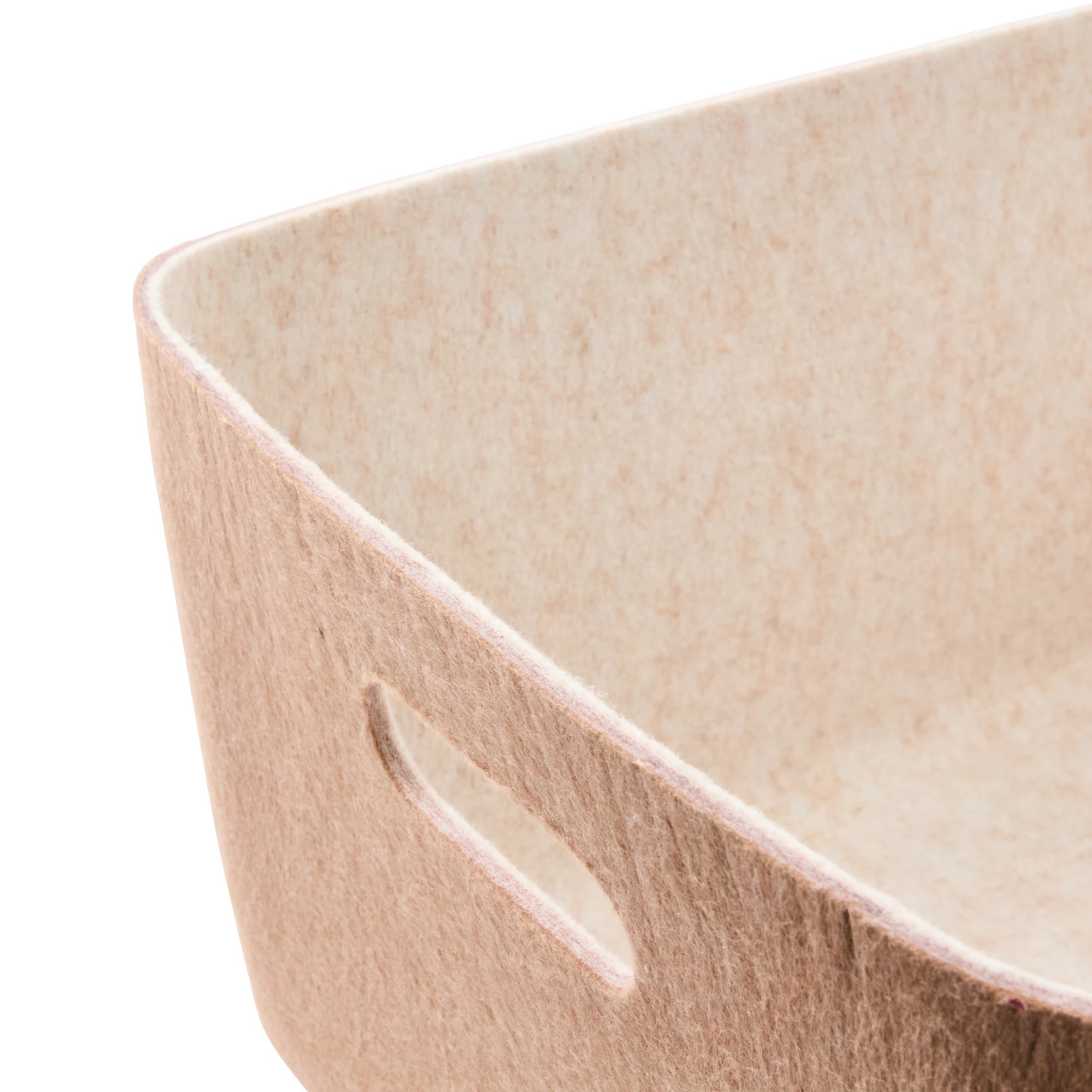 7 Two Tone Flat Felt Basket - Beige, 7 of 8