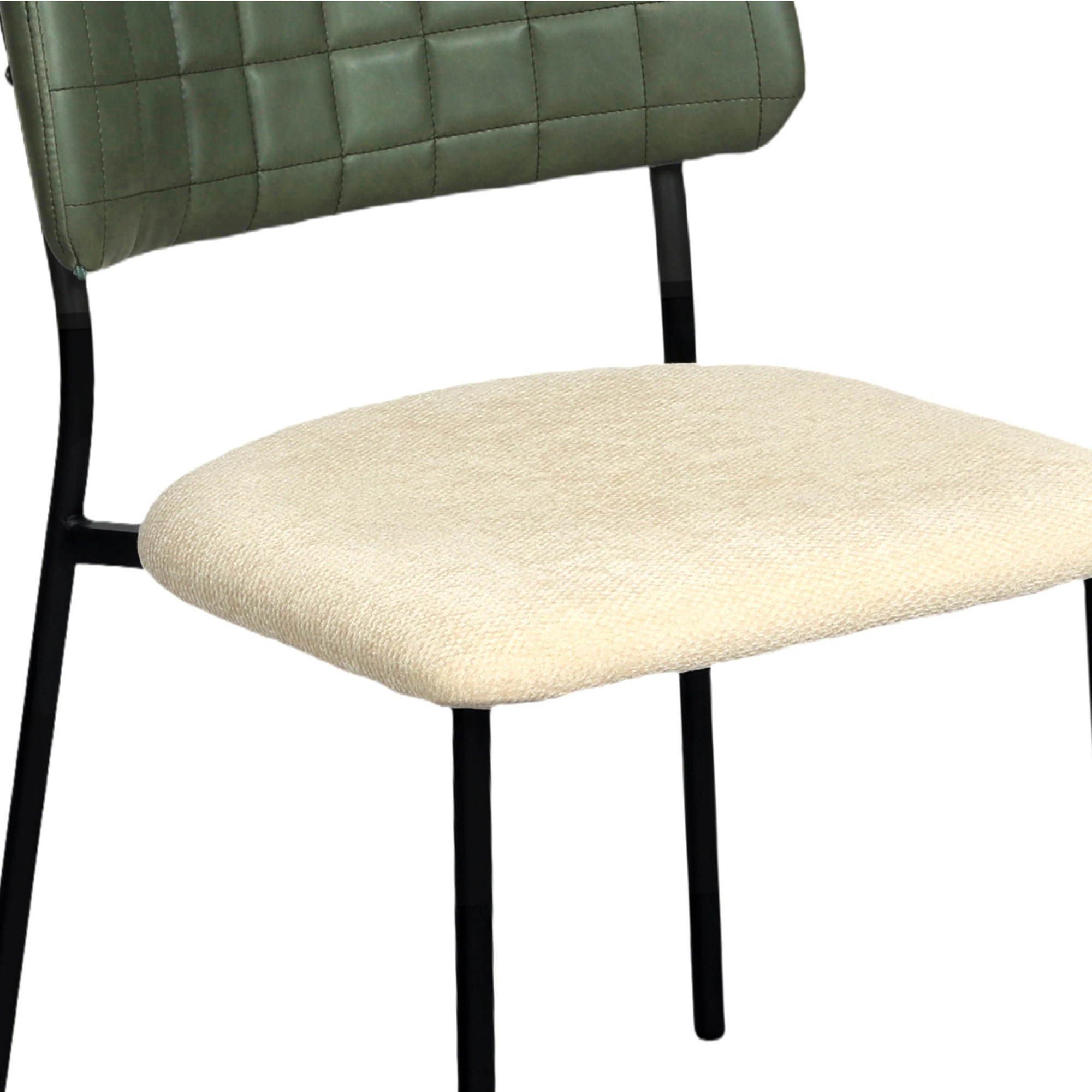 4 Levede 4x PU Backrest Dining Chairs Set Industrial Fabric Padded Seats - Green, 4 of 8