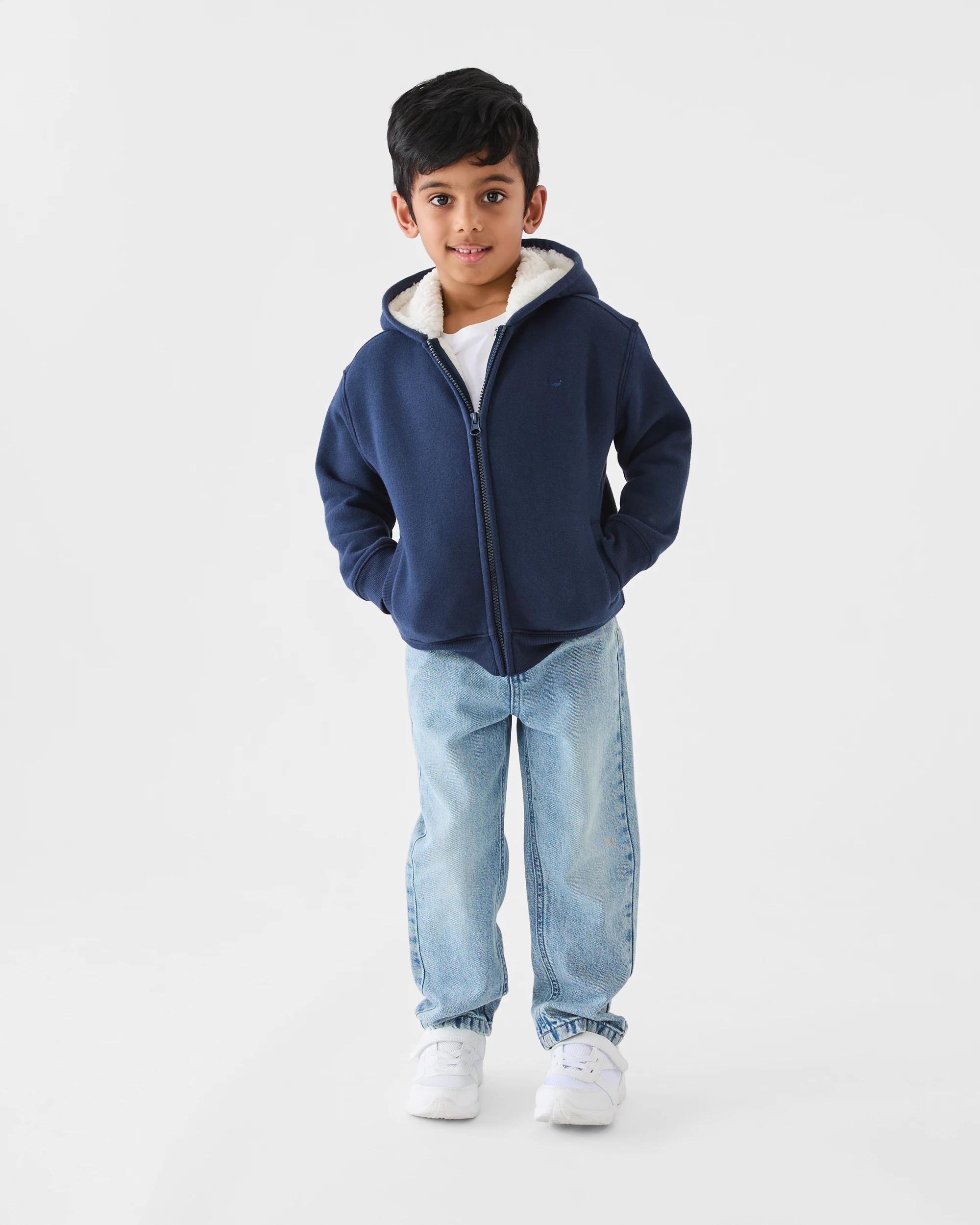 7 Sherpa Lined Hoodie Dress Navy, 7 of 9