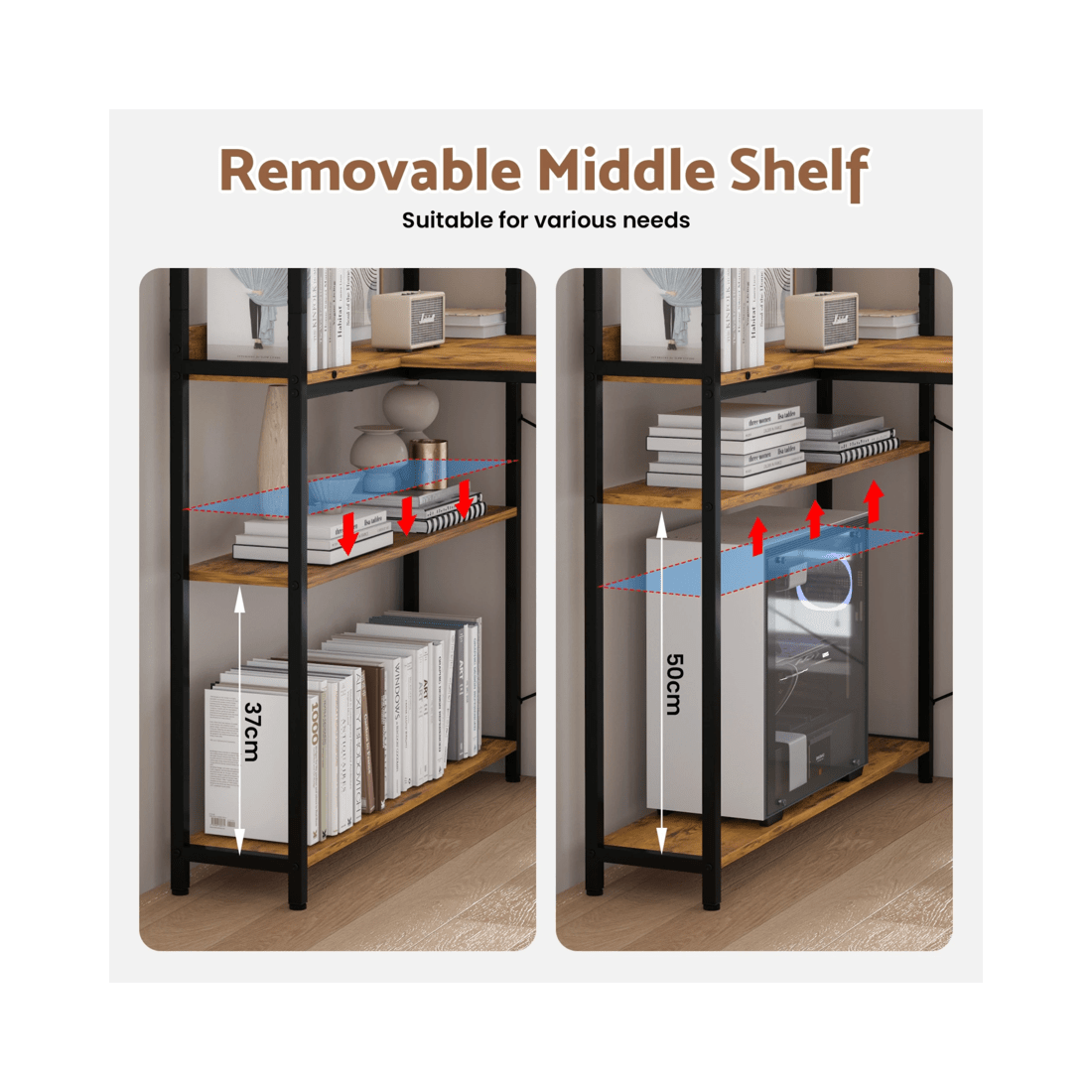 5 Advwin 120cm L Shaped Computer Desk With Reversible Storage Shelves Corner Desk  Walnut, 5 of 9