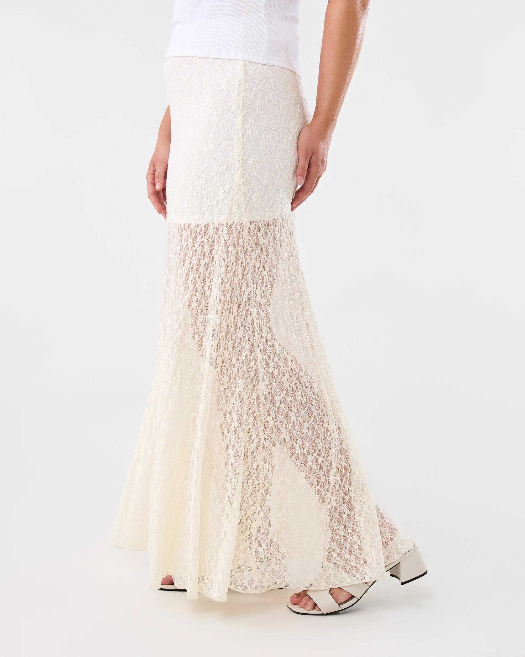 2 Lace Maxi Skirt Cld White, 2 of 5