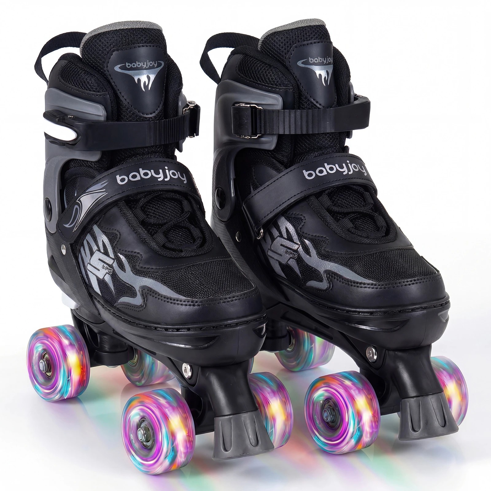 1 Costway 4-Size Adjustable Roller Skates Fun Quad Skating Shoes Roller Beginner Age 9-14 - Black, 1 of 1
