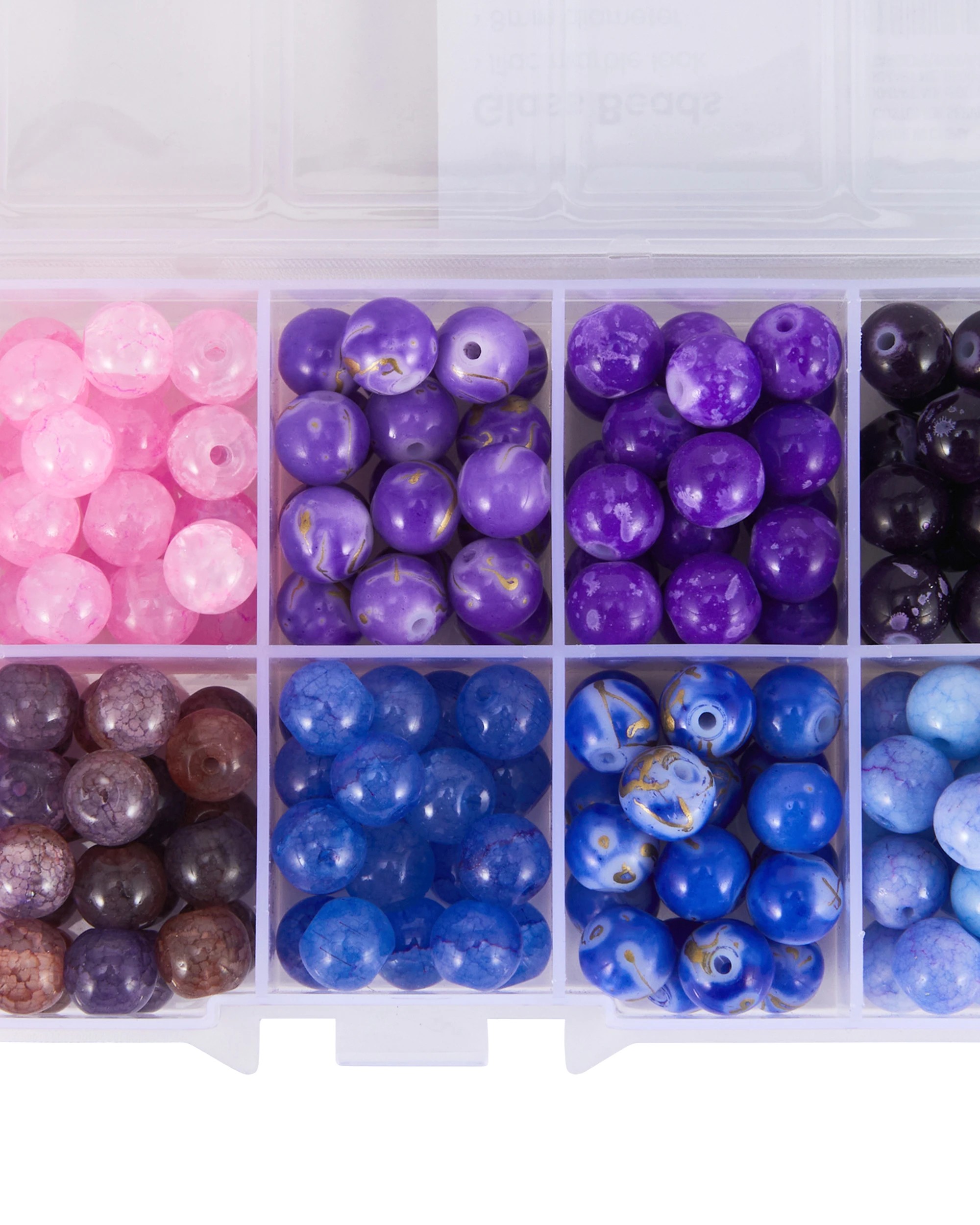 2 Glass Beads - Marble Lilac, 2 of 2