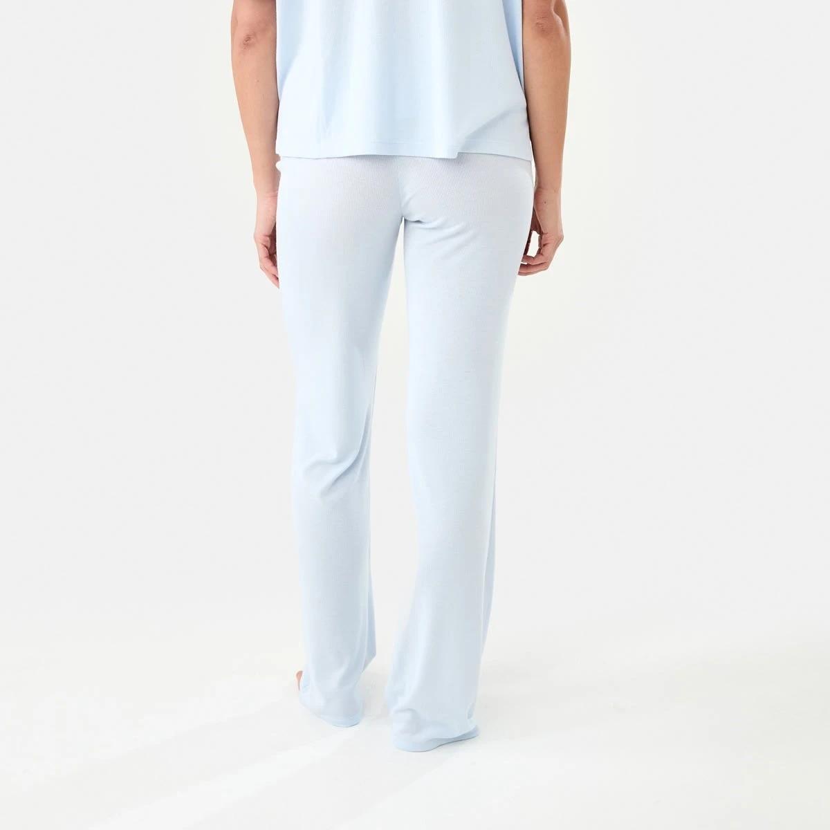 5 Folded Waist Comfort Rib Pants Halo Blue, 5 of 6