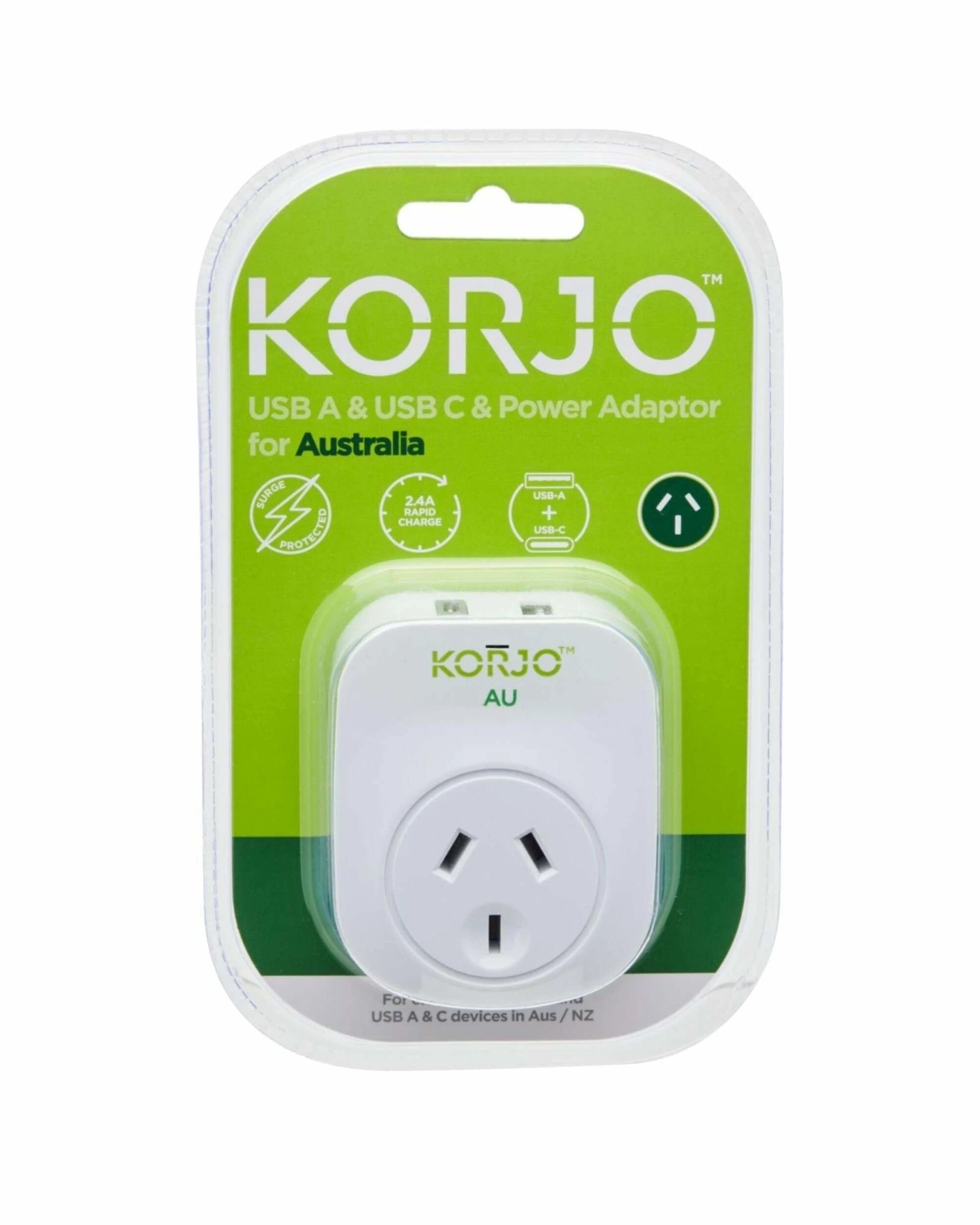 5 Korjo Inbound Travel Adaptor Plug with USB-C + USB-A - Aus / NZ - White, 5 of 5