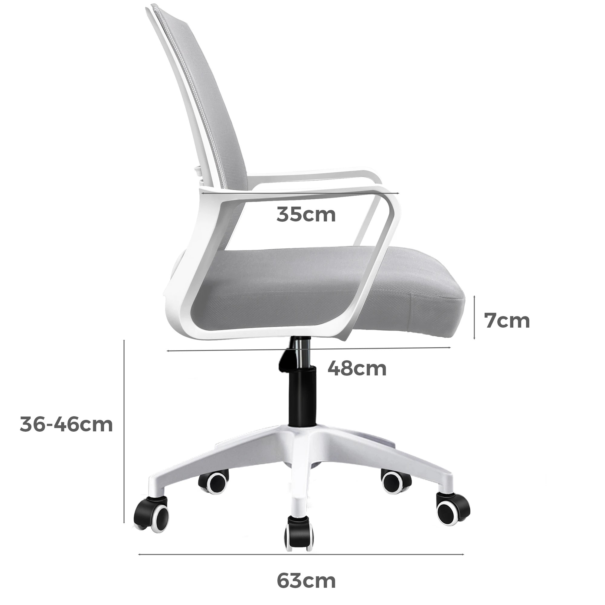 6 Alfordson Mesh Office Chair Executive Computer Gaming Racing Study Work Seat - White Grey, 6 of 9