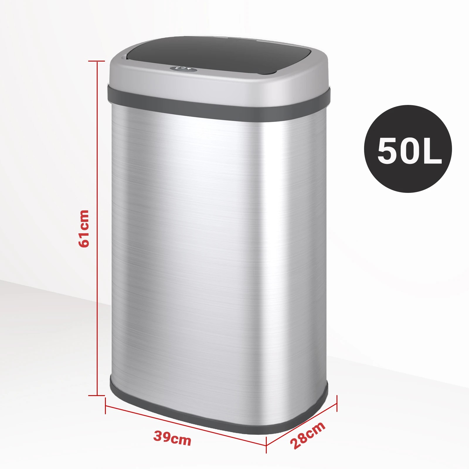 2 Advwin Rubbish Bin 50l Smart Kitchen Waste Trash Can Touchless Automatic Garbage Cabinet with Lid - Silver, 2 of 2