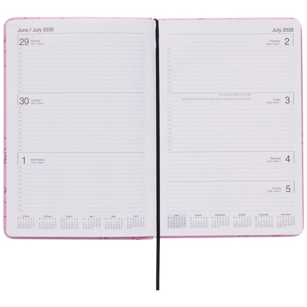 6 J.Burrows A5 Week-To-View Embossed Diary FY26/27 Pink, 6 of 6