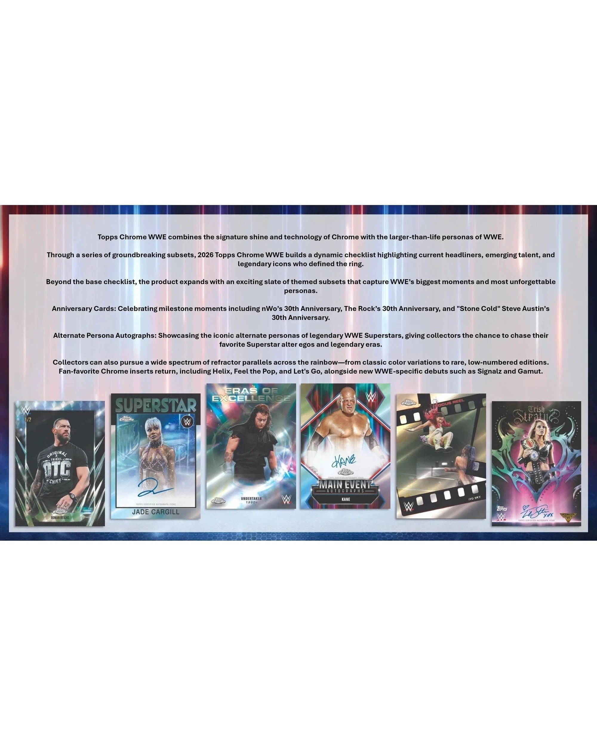 3 Topps 2026 Chrome WWE Wrestling Hobby Pack, 3 of 9