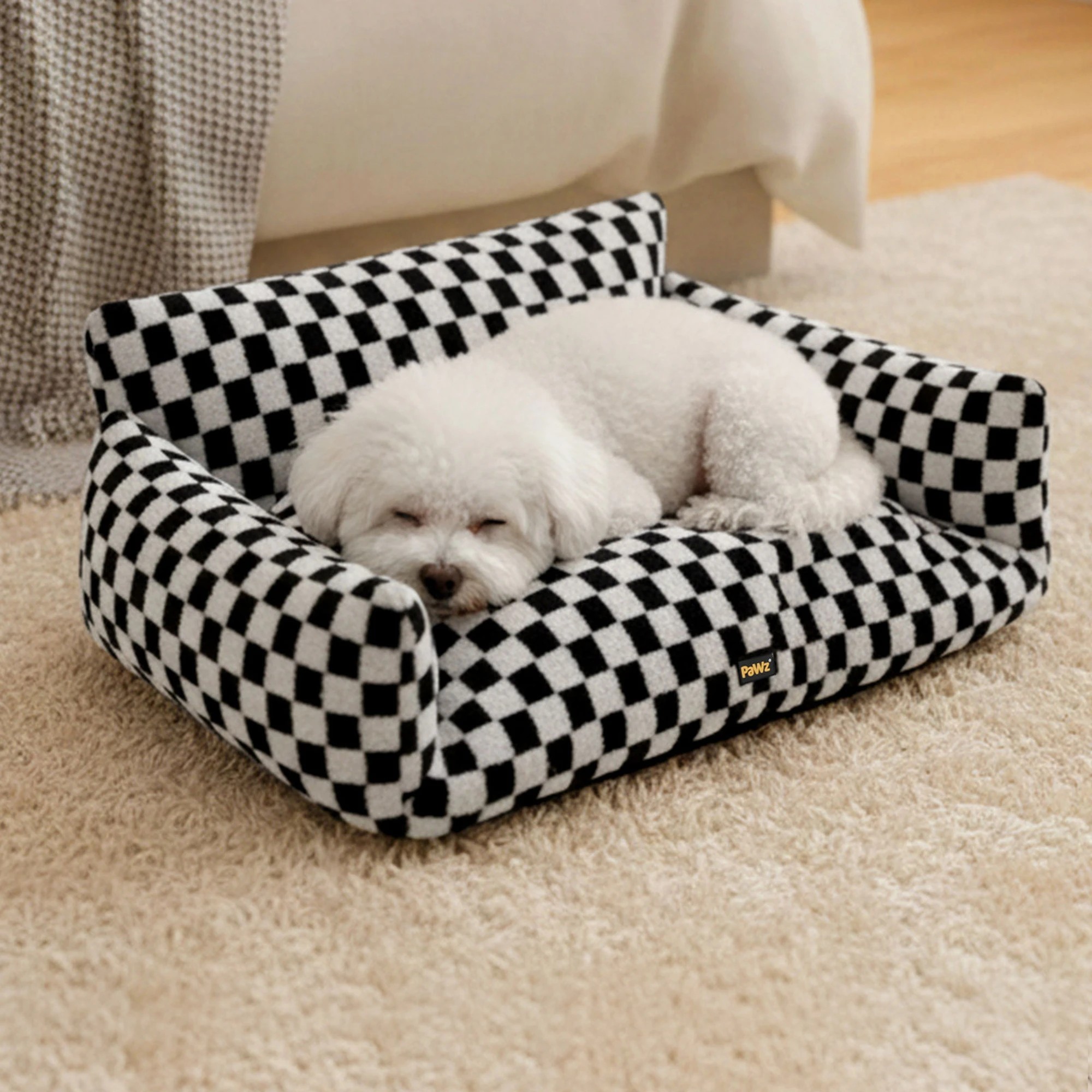 7 Pawz Pet Bed Soft Plush Checkered  M, 7 of 9