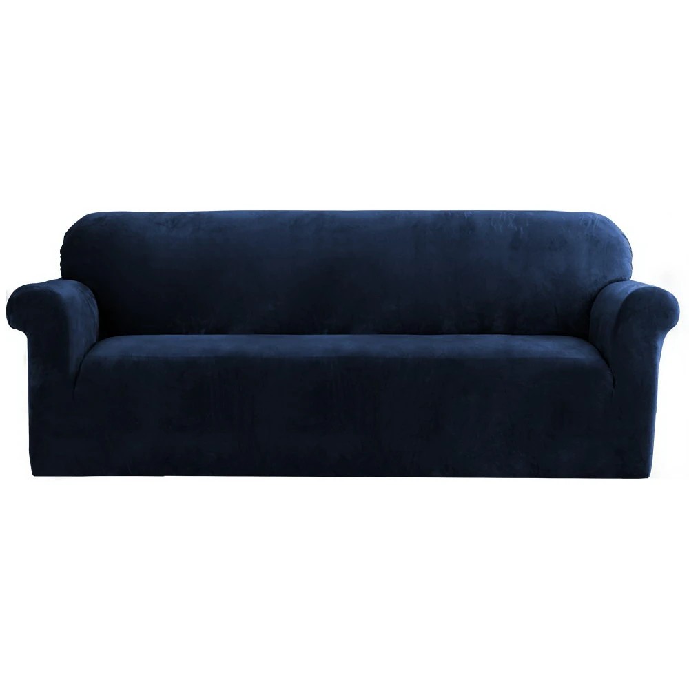 1 Artiss Sofa Cover Couch Covers 4 Seater Velvet Sapphire - Blue, 1 of 5