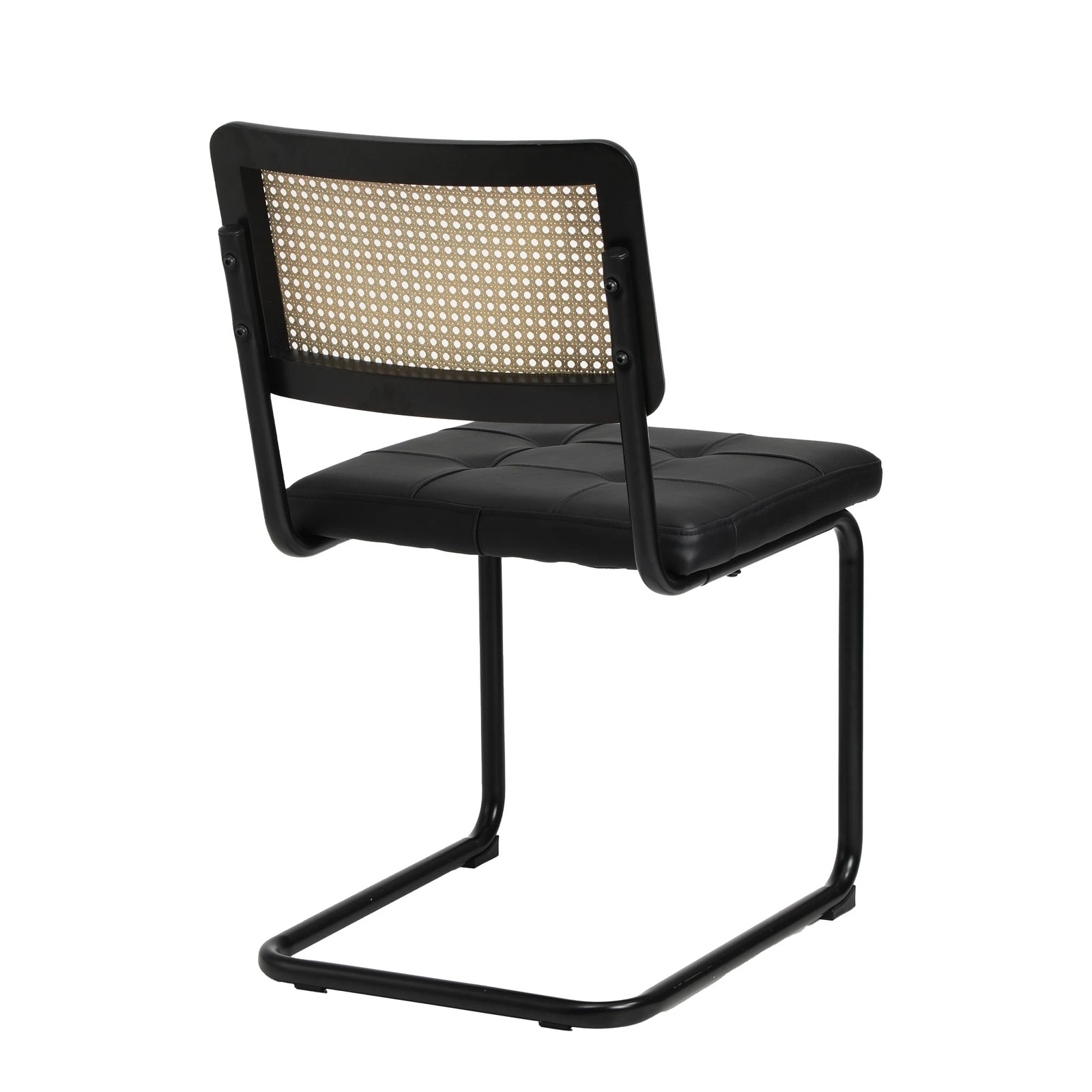 10 Oikiture 2x Rattan Dining Chair Cesca Replica Cantilever Pu Leather Padded
 - Black, 10 of 10