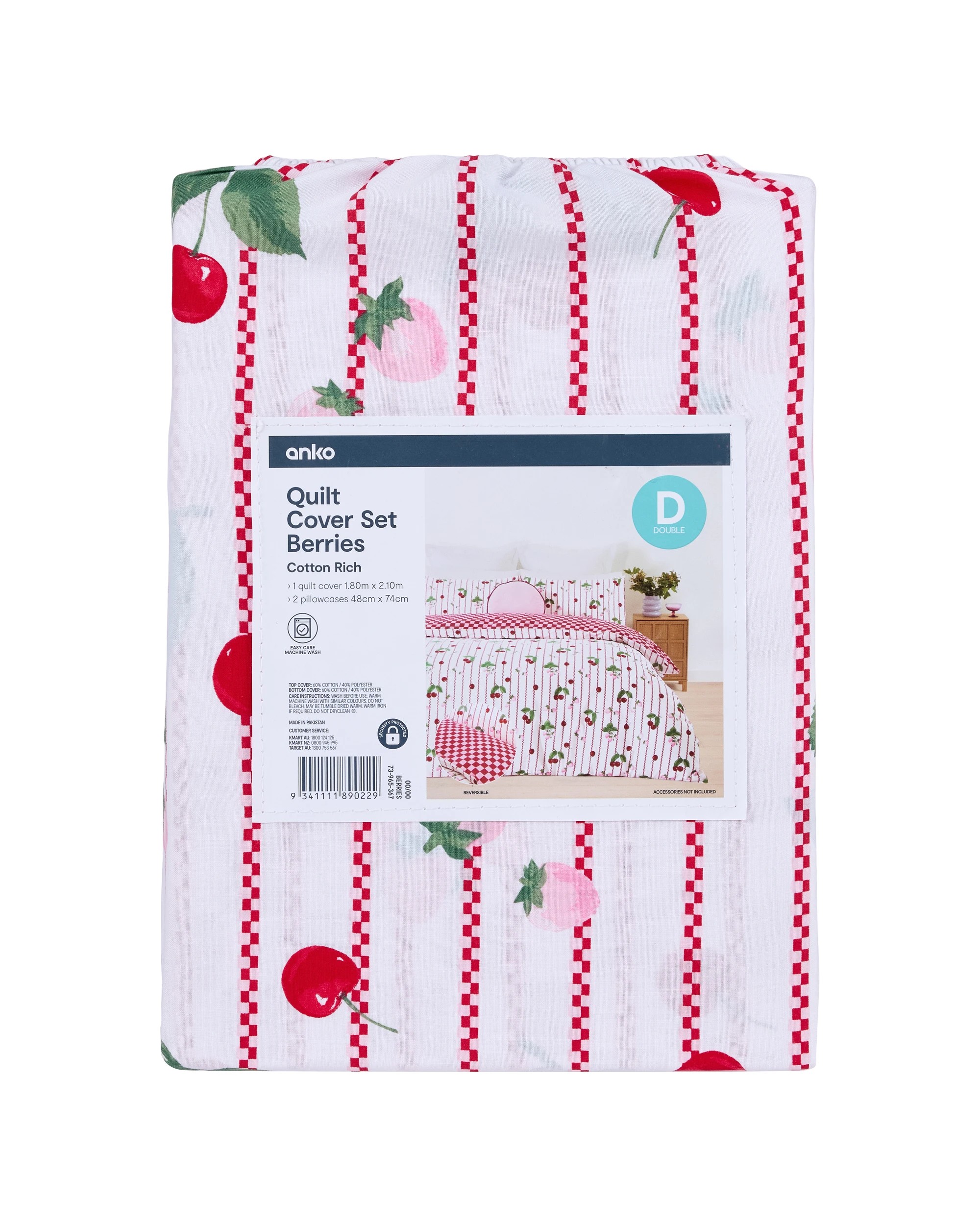 8 Berries Cotton Rich Reversible Quilt Cover Set - Double Bed, 8 of 8