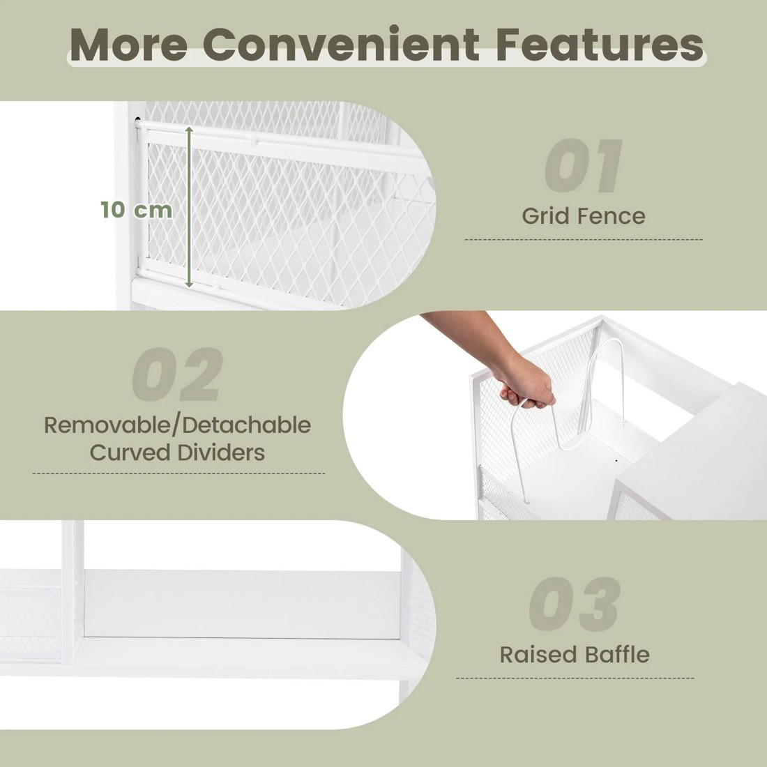 6 Costway 3-Tier Record Player Stand Turnable Vinyl Side Table, 6 of 8