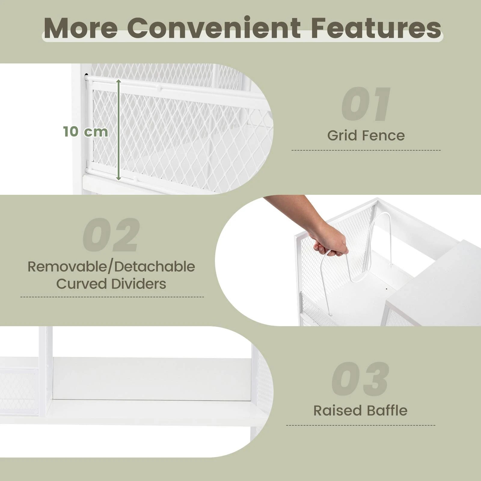 6 Costway 3-Tier Record Player Stand Turnable Vinyl Side Table, 6 of 8