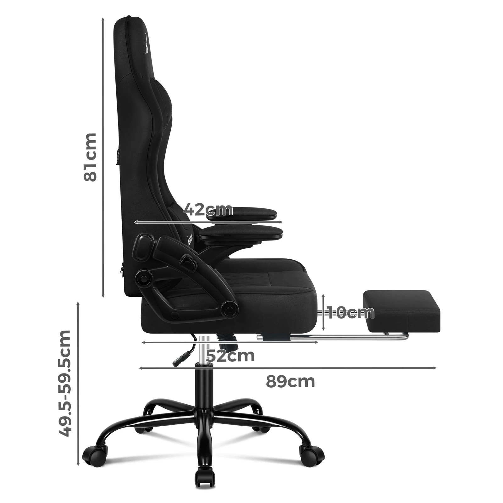 10 Alfordson Gaming Office Chair Massage Computer Footrest Seat Fabric - Black, 10 of 10