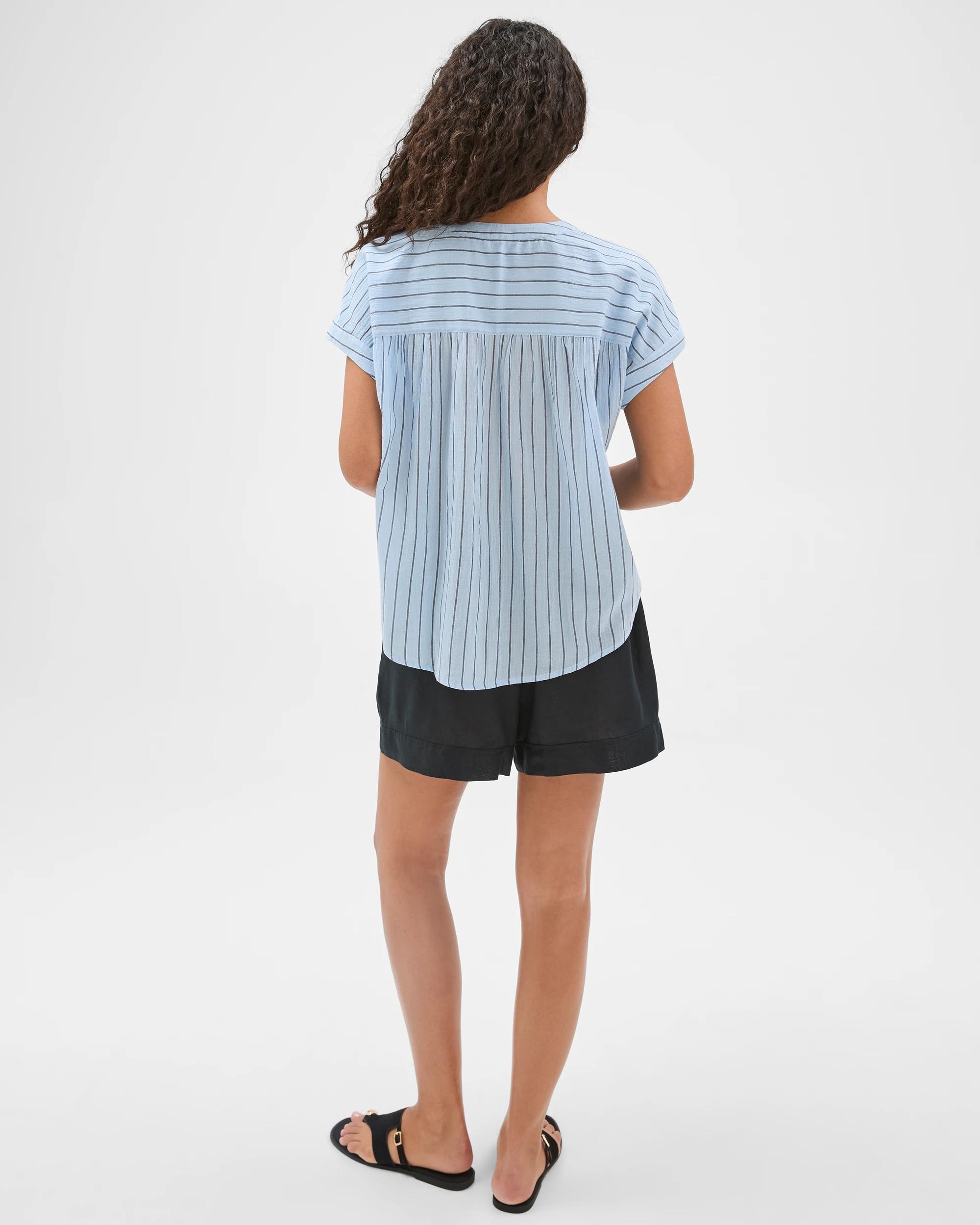 6 Target Woman Cotton Collared Popover Blouse MULTI STRIPE, 6 of 6