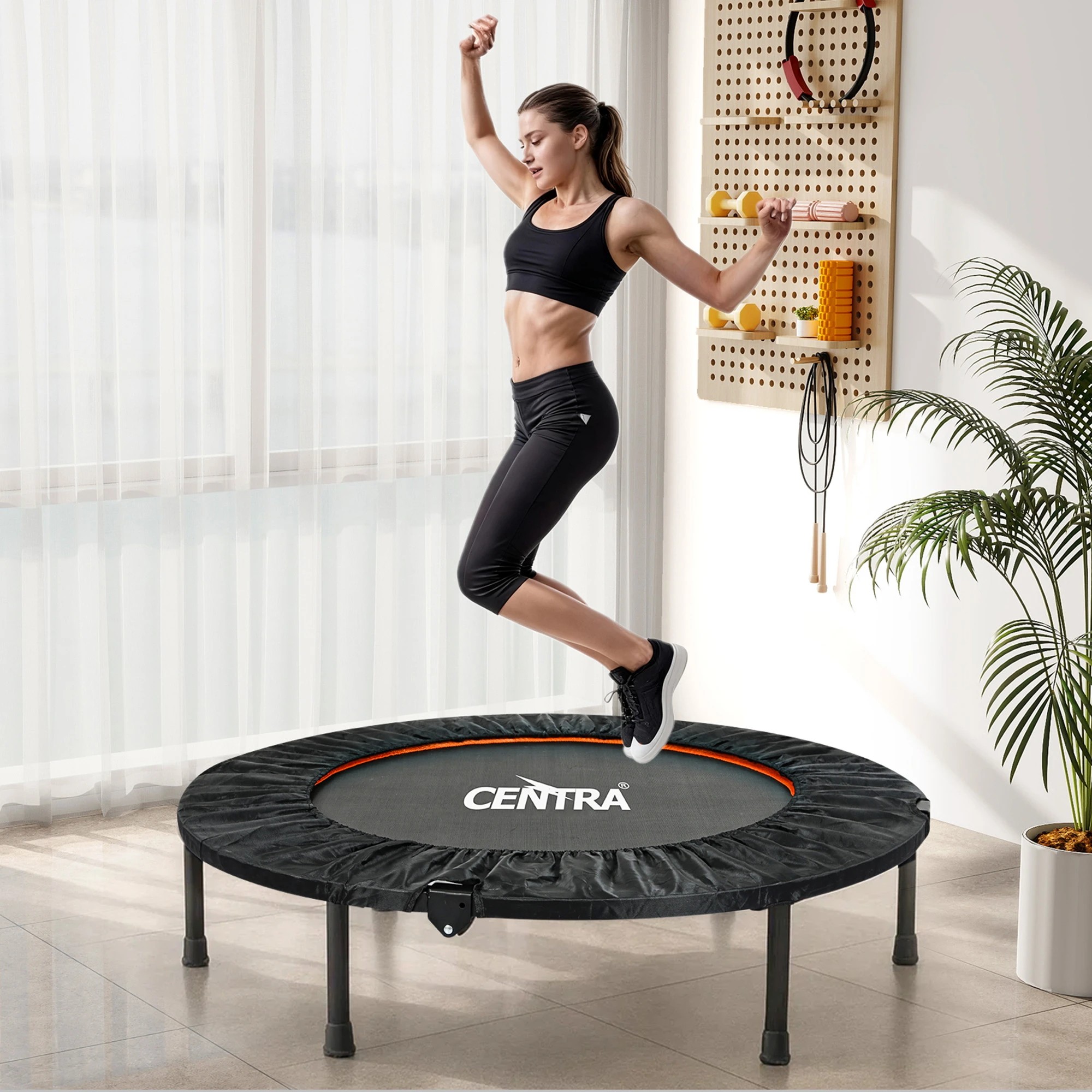 7 Centra 40 Inch Mini Trampoline Bounce Round Exercise Home Gym Fitness Rebounder, 7 of 9
