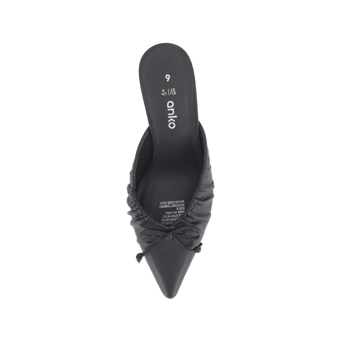 3 Ruched Kitten Heel Mules Black, 3 of 5