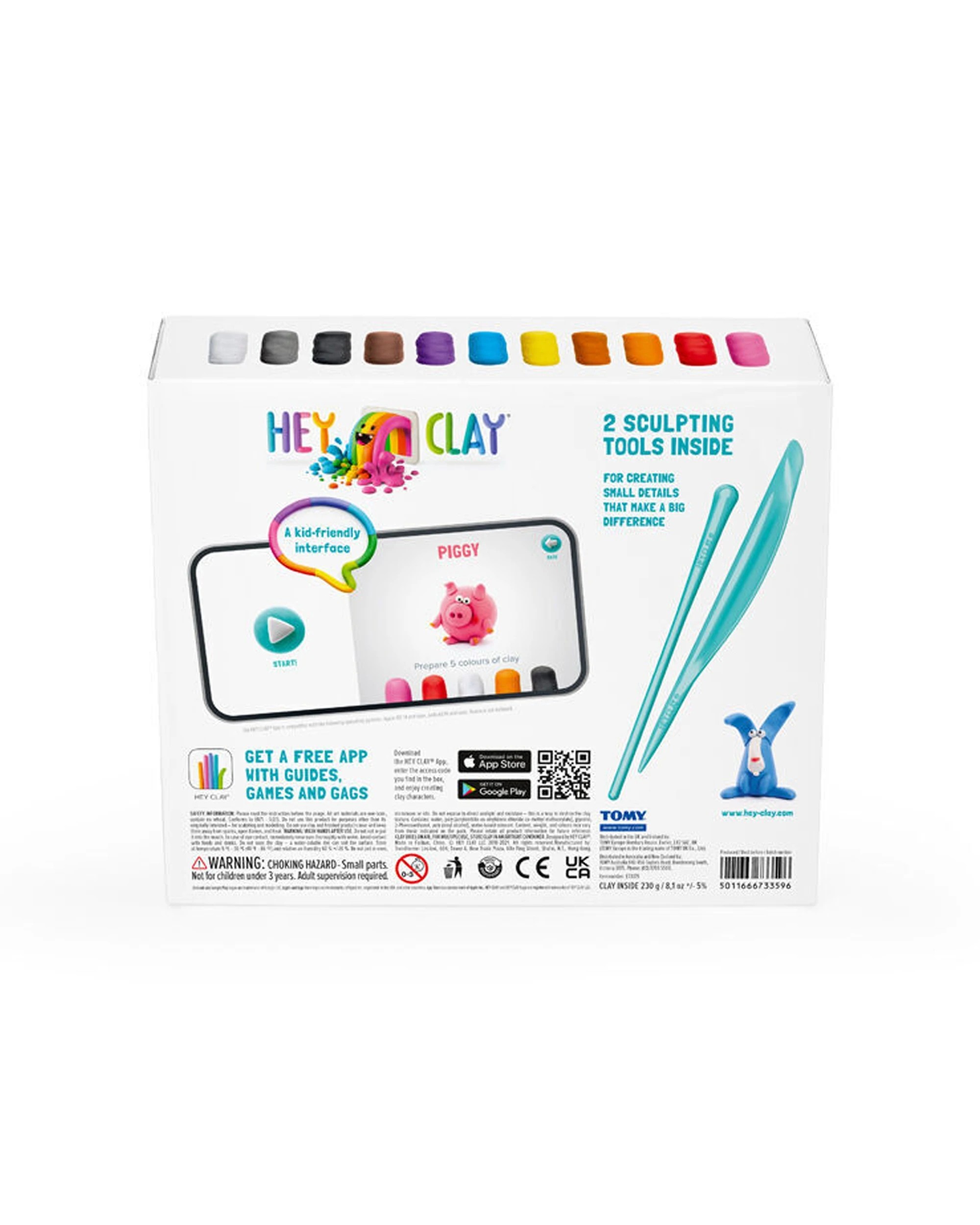 6 Hey Clay Animals Theme Modelling Set With 15 Colour Cans & 2 Tools 2PK - Multi, 6 of 7