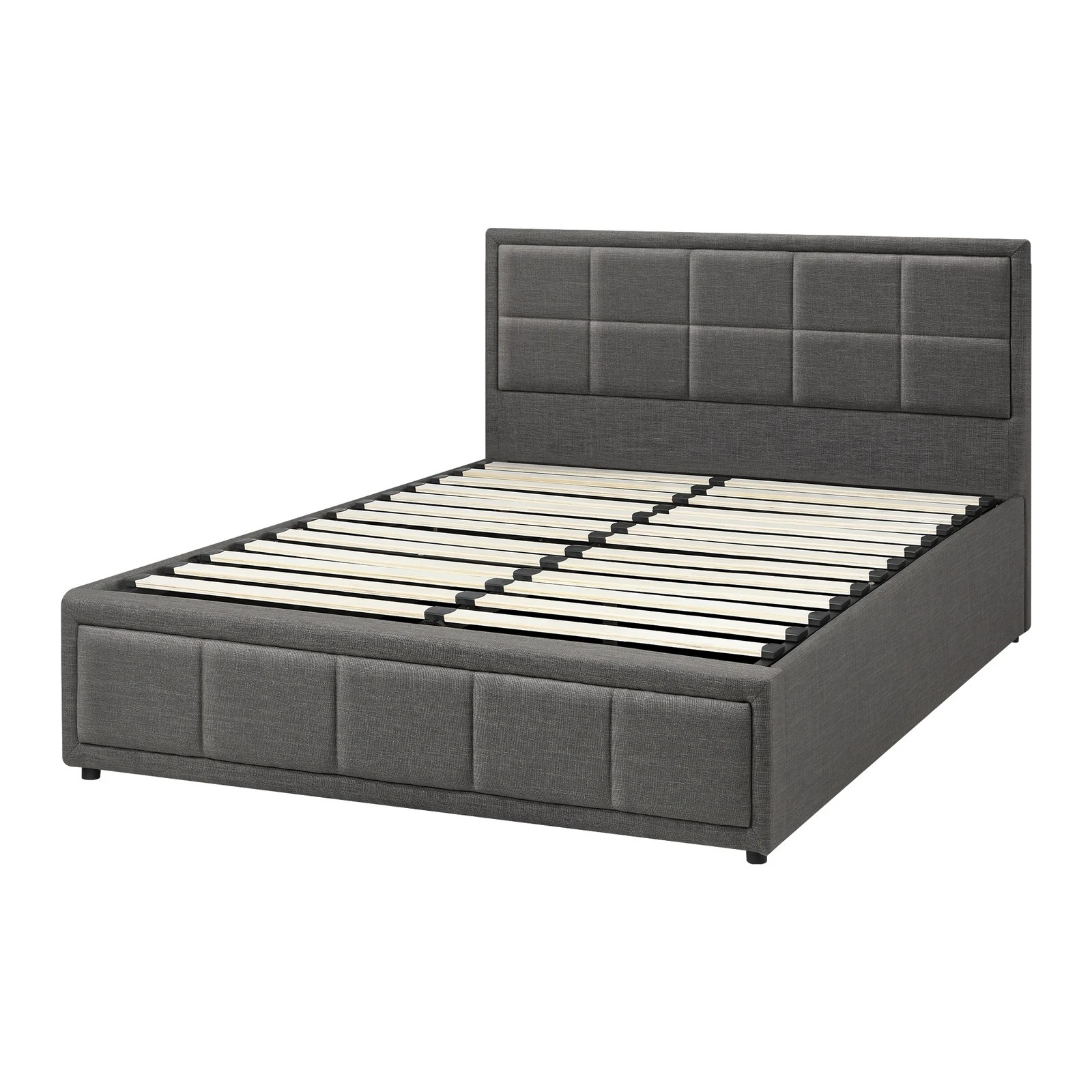 9 Oikiture Double Bed Frame Gas Lift Storage Base
 - Grey, 9 of 10