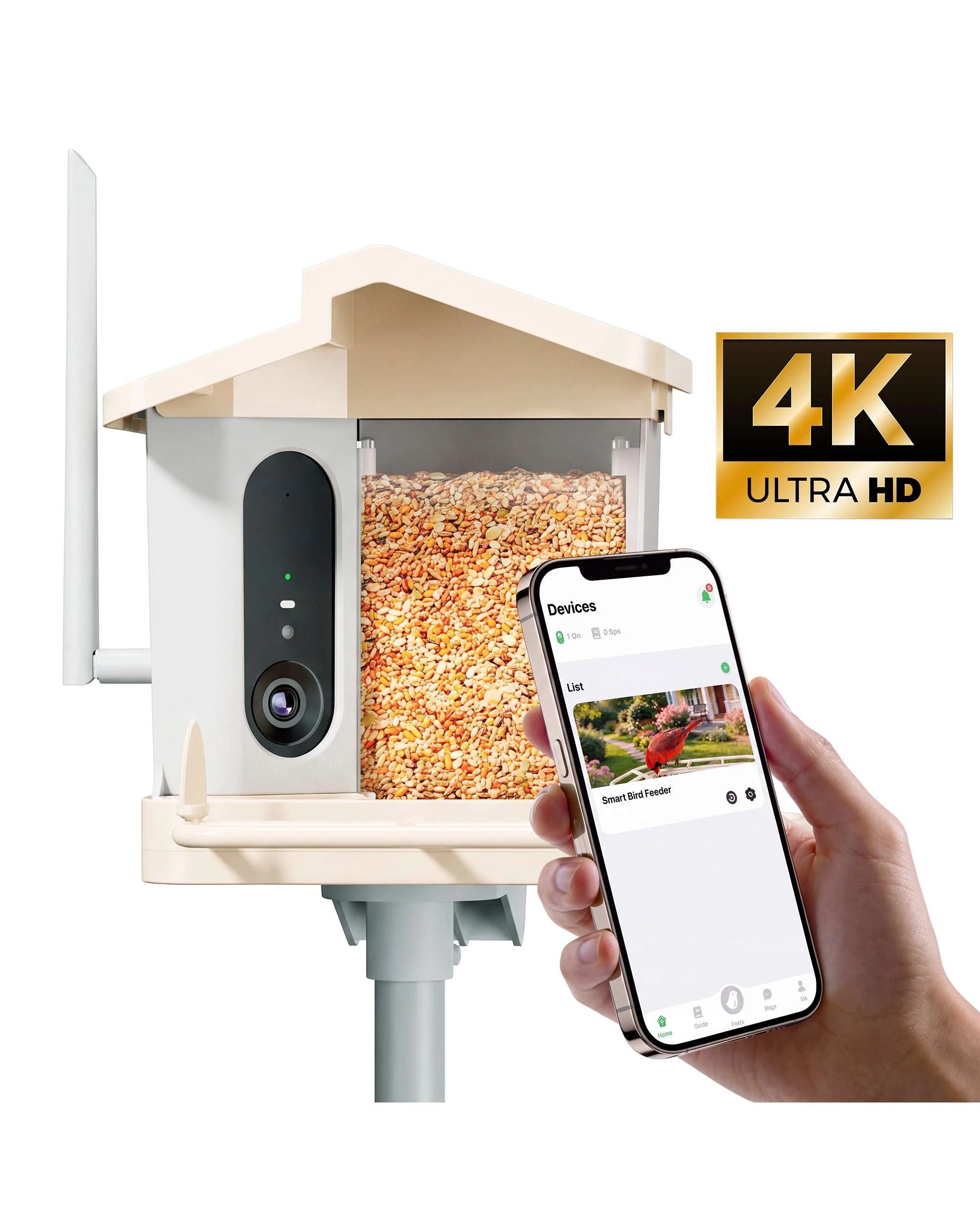 4 Advwin Smart Bird Feeder with Camera Solar Powered 4K HD Live Video, 4 of 10