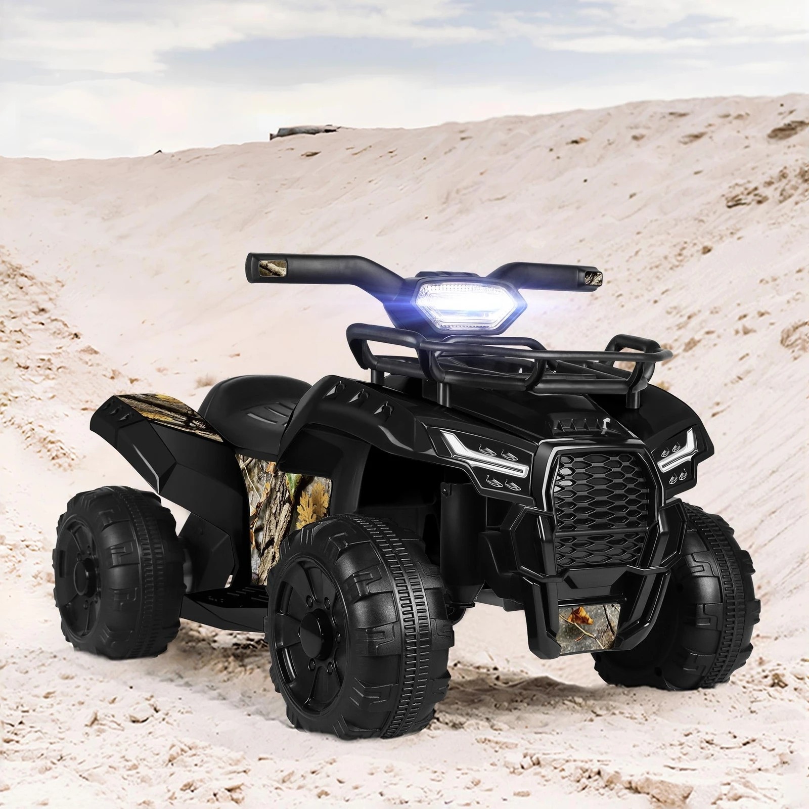 10 Alfordson Kids Ride On Car Electric ATV Toy 25W Motor W/ USB MP3 LED Light - Black, 10 of 10