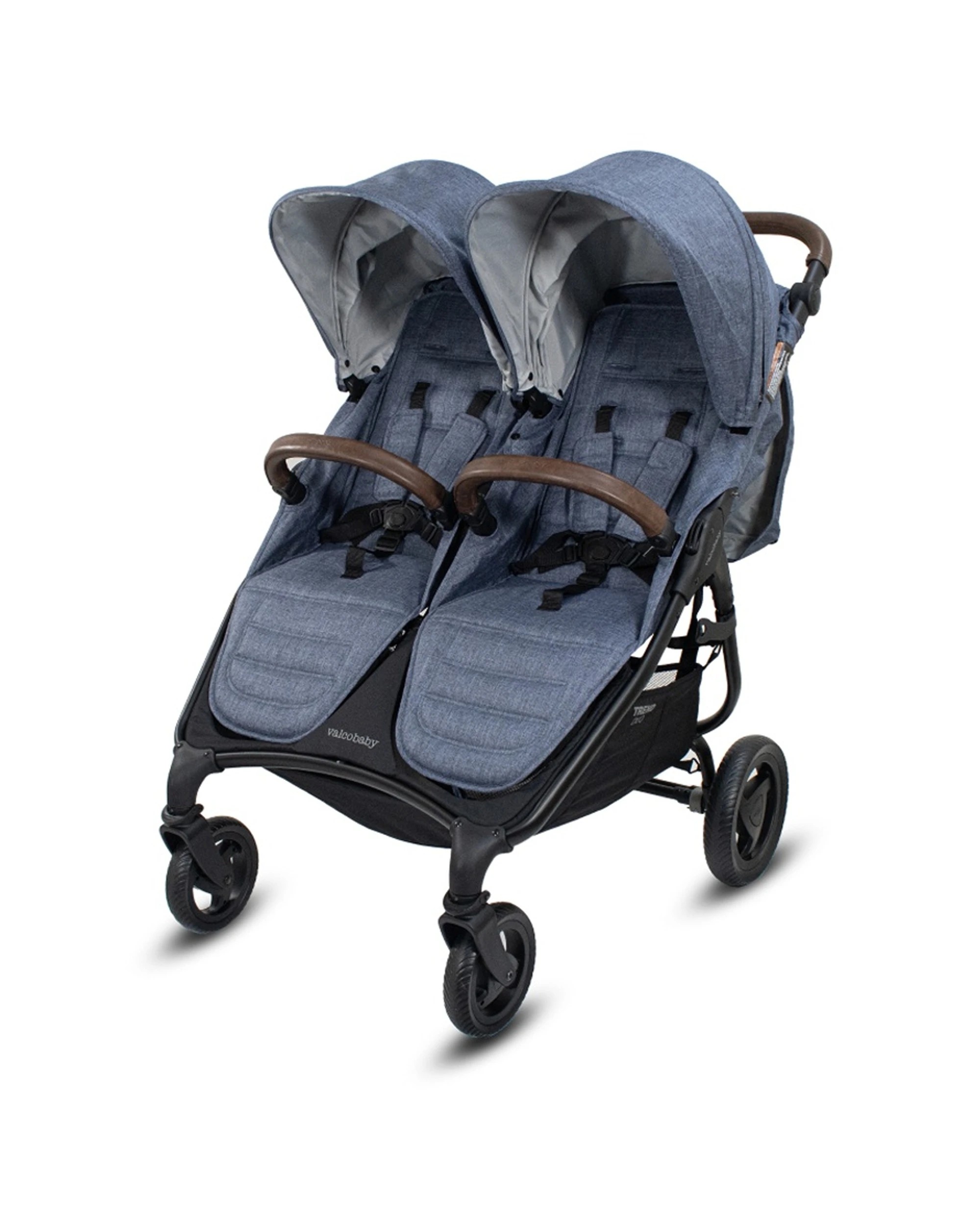 1 ValcoBaby Trend Duo Double Pram Lightweight One-Hand Fold Stroller Recline - Blue, 1 of 5