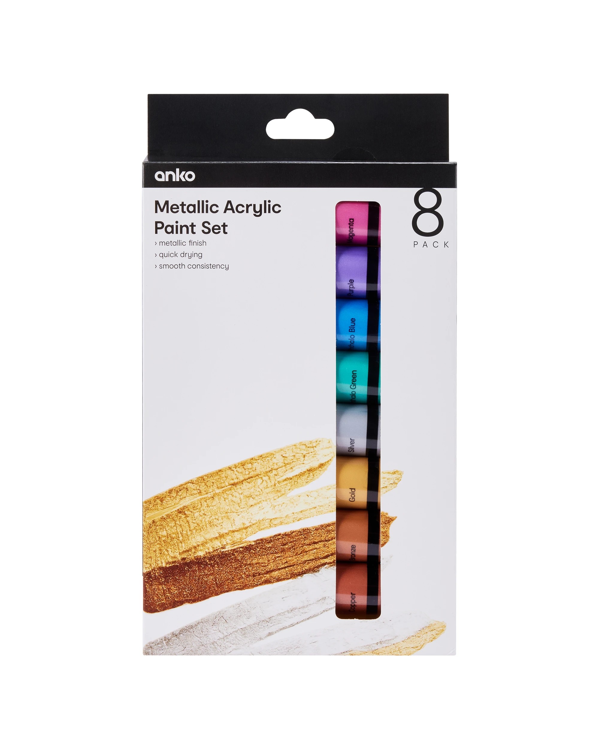 1 8 Pack Metallic Acrylic Paint Set, 1 of 3