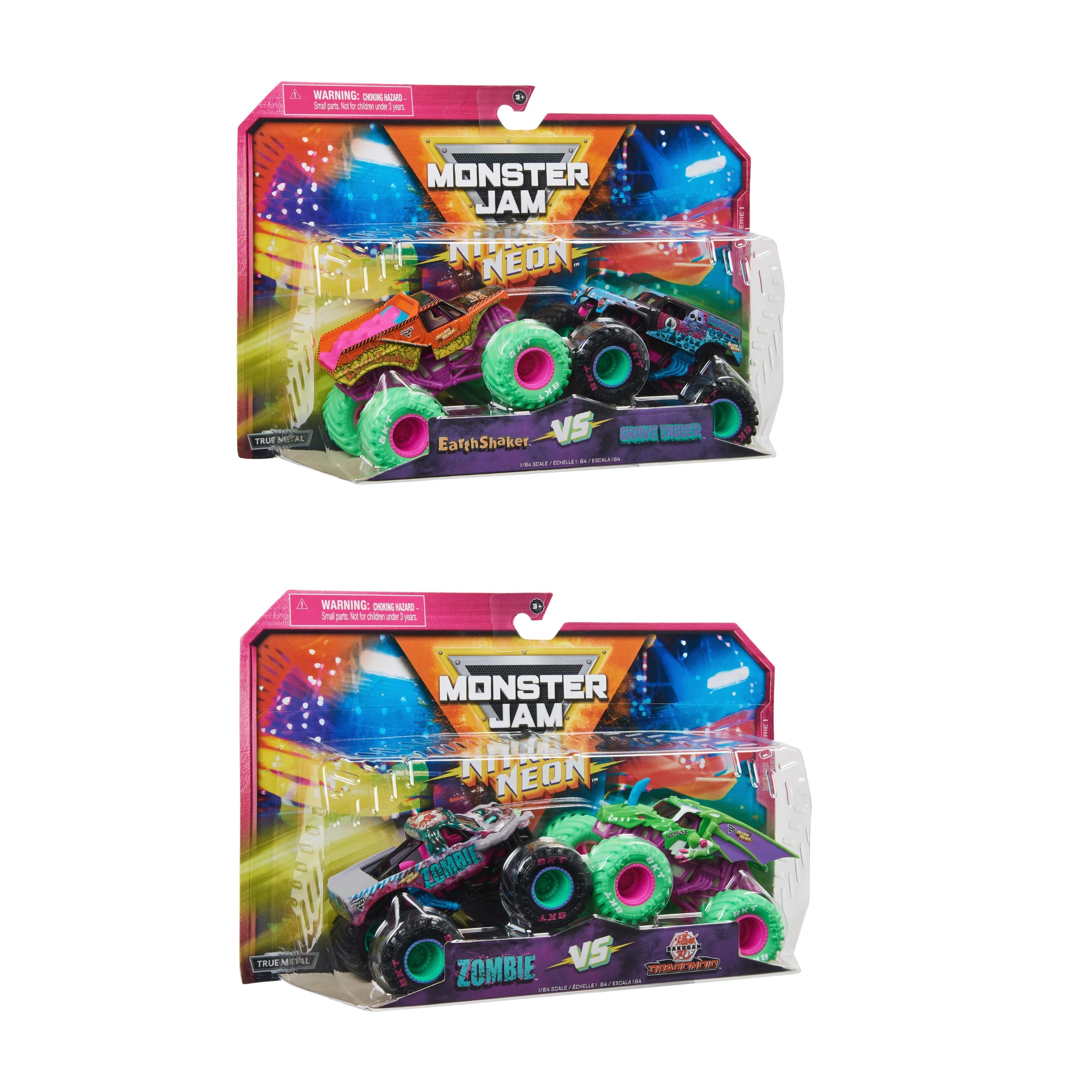 1 2 Pack Monster Jam 1:64 Scale True Metal Fire and Ice Trucks - Assorted, 1 of 3