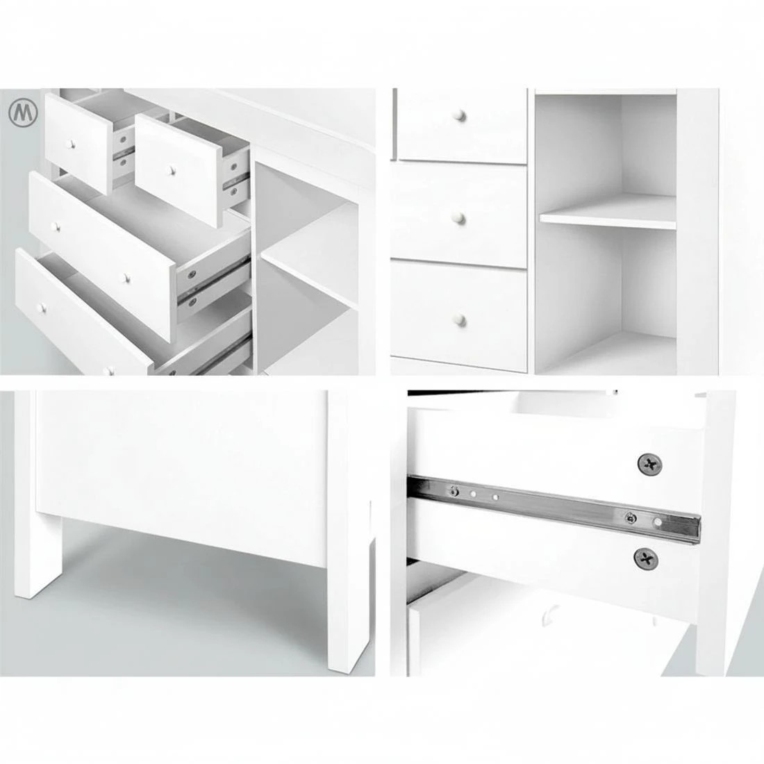 7 Keezi Baby Changing Table Diaper Station Drawers Chest Cabinet Nursery Furniture Easy Clean Storage Dresser - White, 7 of 10