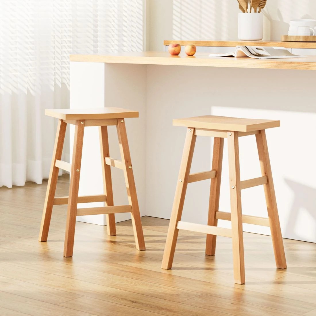 3 Artiss 2x Bar Stools Kitchen Chairs - Brown, 3 of 7