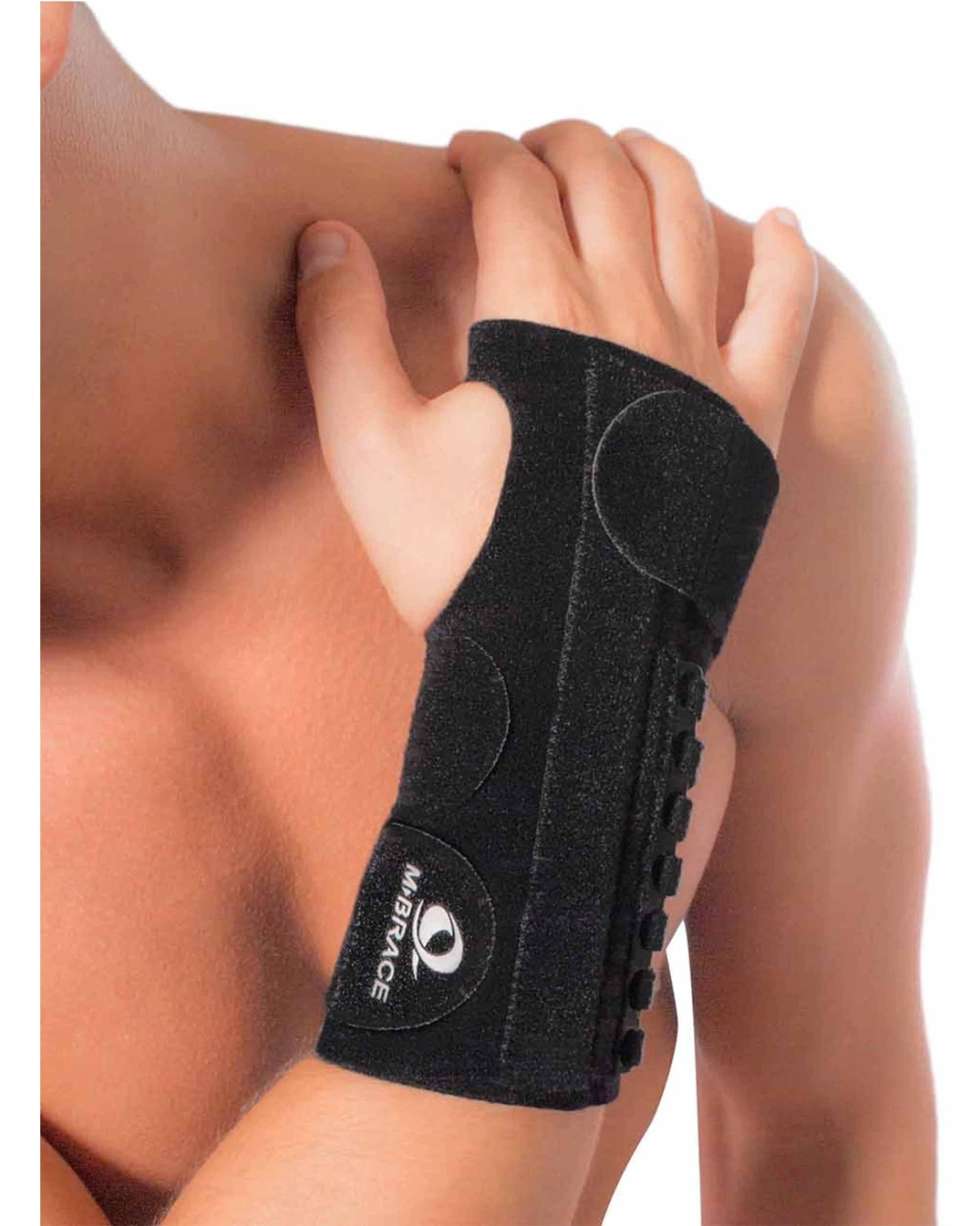 1 M Brace AIR Laced Wrist Splint Hypoallergenic Breathable Support Left X Large - Black, 1 of 2