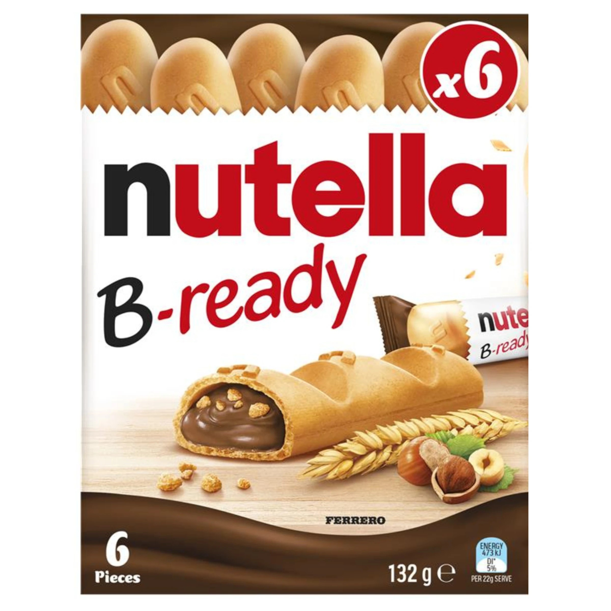 1 6 Piece Nutella B-Ready Wafer Chocolate Biscuit 132g, 1 of 10