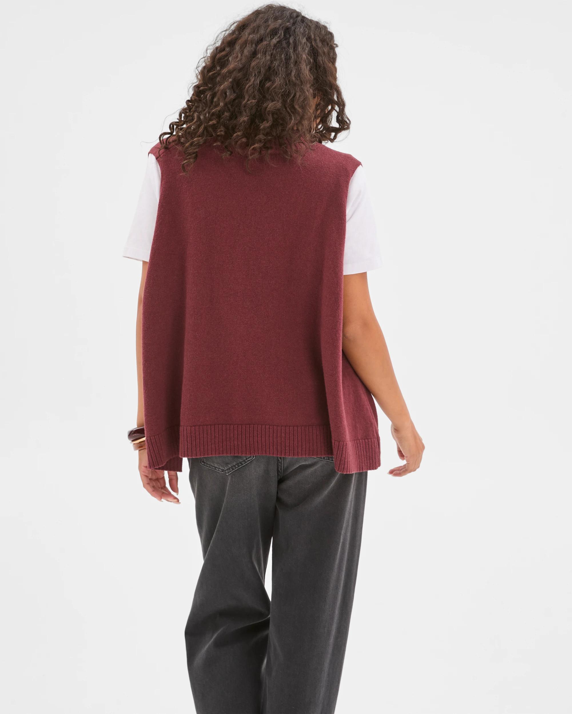 7 Target Woman Australian Cotton Blend Deep V-Neck Oversized Knit Vest BURGUNDY, 7 of 7