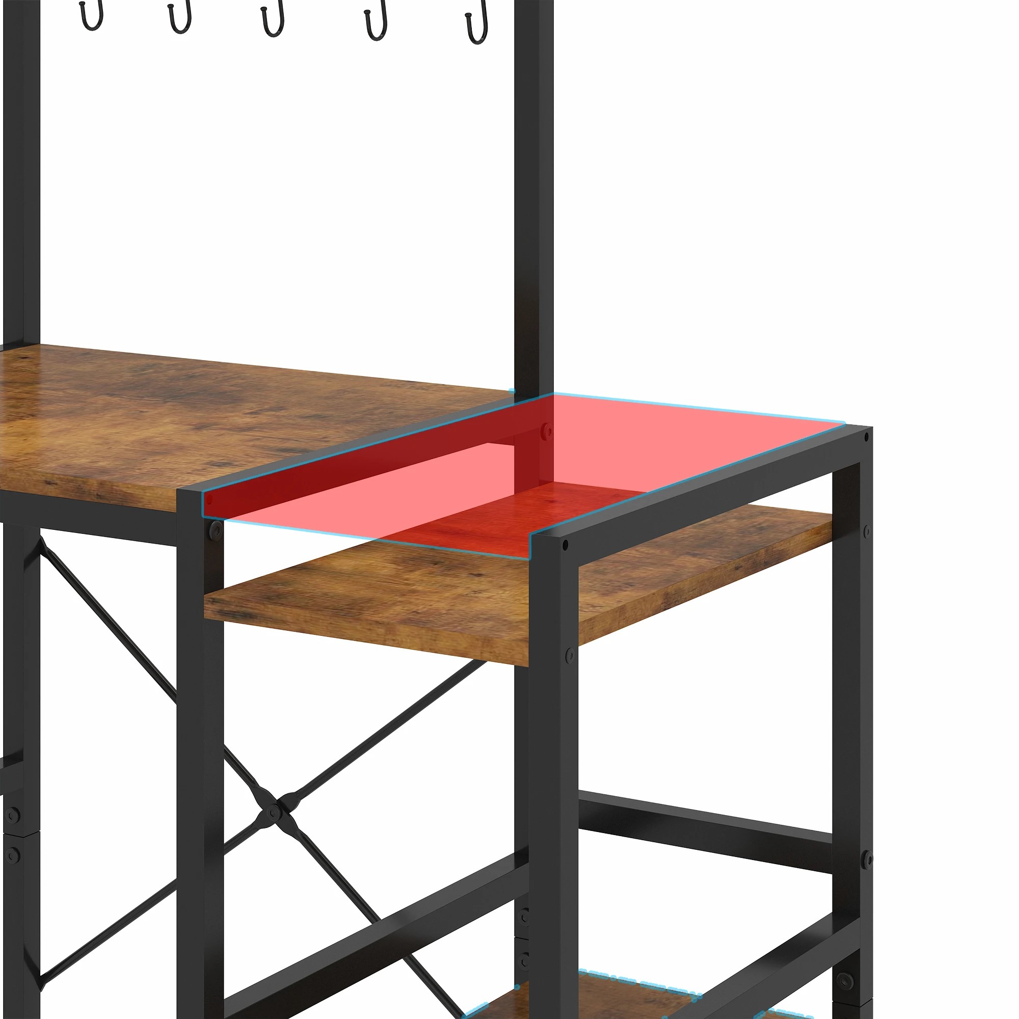 4 Advwin 5 Tier Mini Fridge Shelf w/ Ample Storage Space & Hooks - Brown, 4 of 8