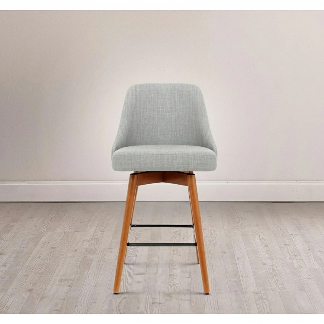 6 Artiss 4x Bar Stools Swivel Seat Wooden - Grey, 6 of 6