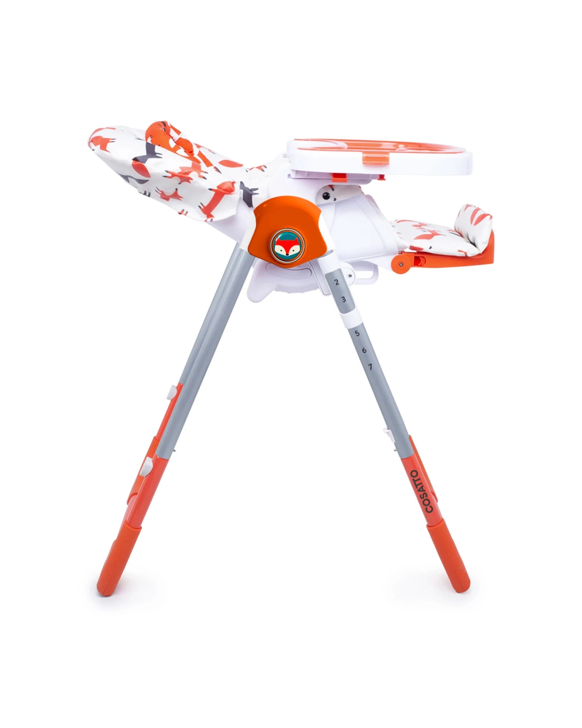 7 Cosatto Noodle 0+ Baby Feeding Highchair Mr Fox Reclining Seat Adjustable Height Easy Mr Fox - Orange, 7 of 7
