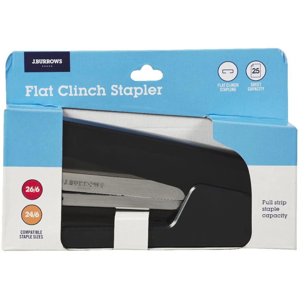 3 J.Burrows Full Strip Flat Clinch Stapler Black, 3 of 3