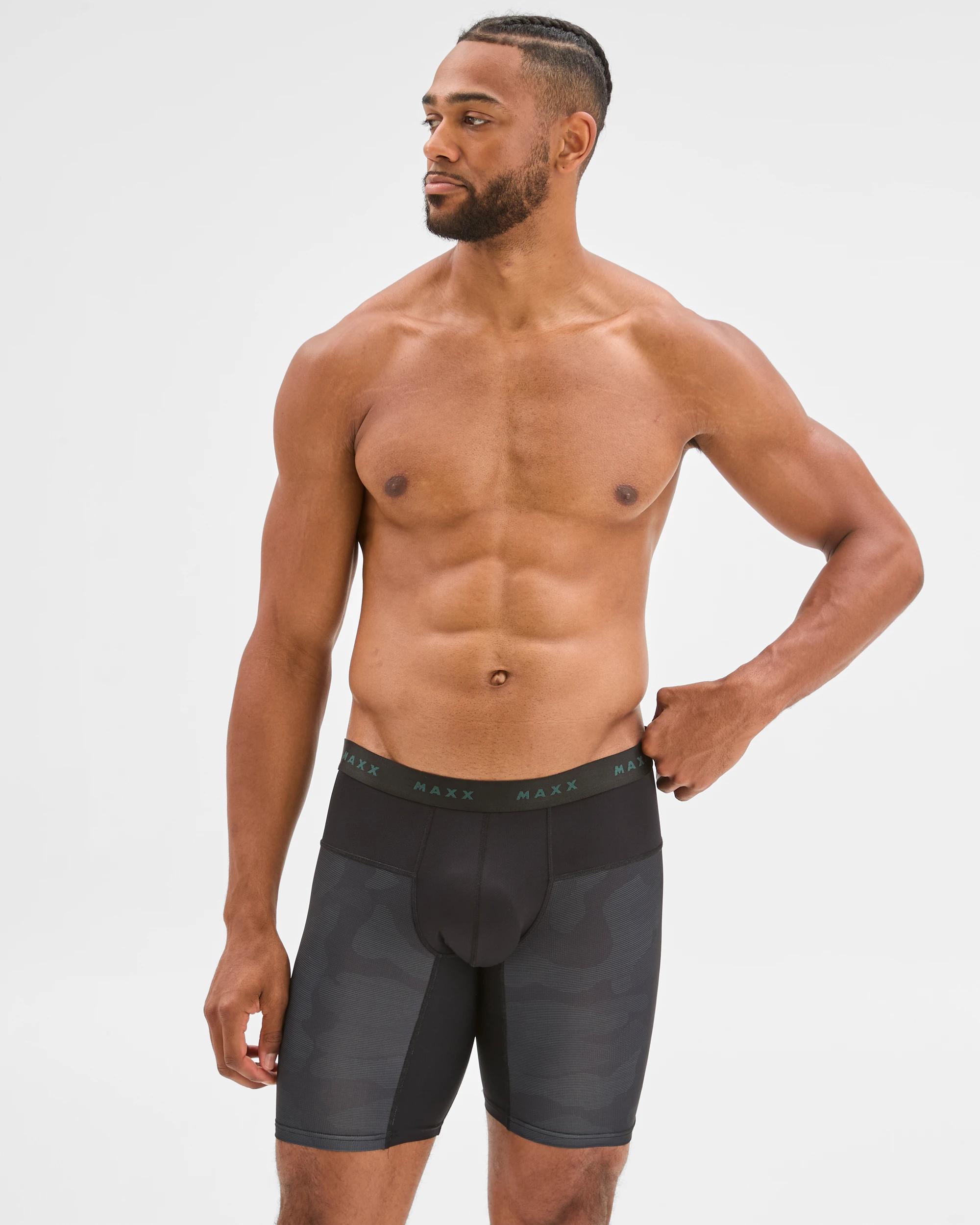 1 Maxx Long Length Performance Trunks BLACK CAMO, 1 of 3