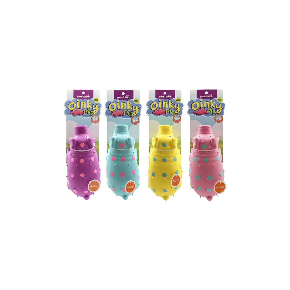 5 Paws And Claws 21cm Oinky Pig Latex Pet Dog Cat Squeaking Chew Toy Assorted
 - Pink, 5 of 5