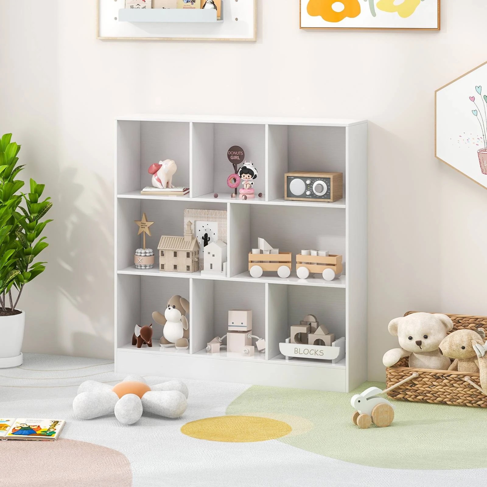 3 Costway 3-Tier Storage Bookshelf Open Display Shelf Book Cabinet Cubes Organizer - White, 3 of 4