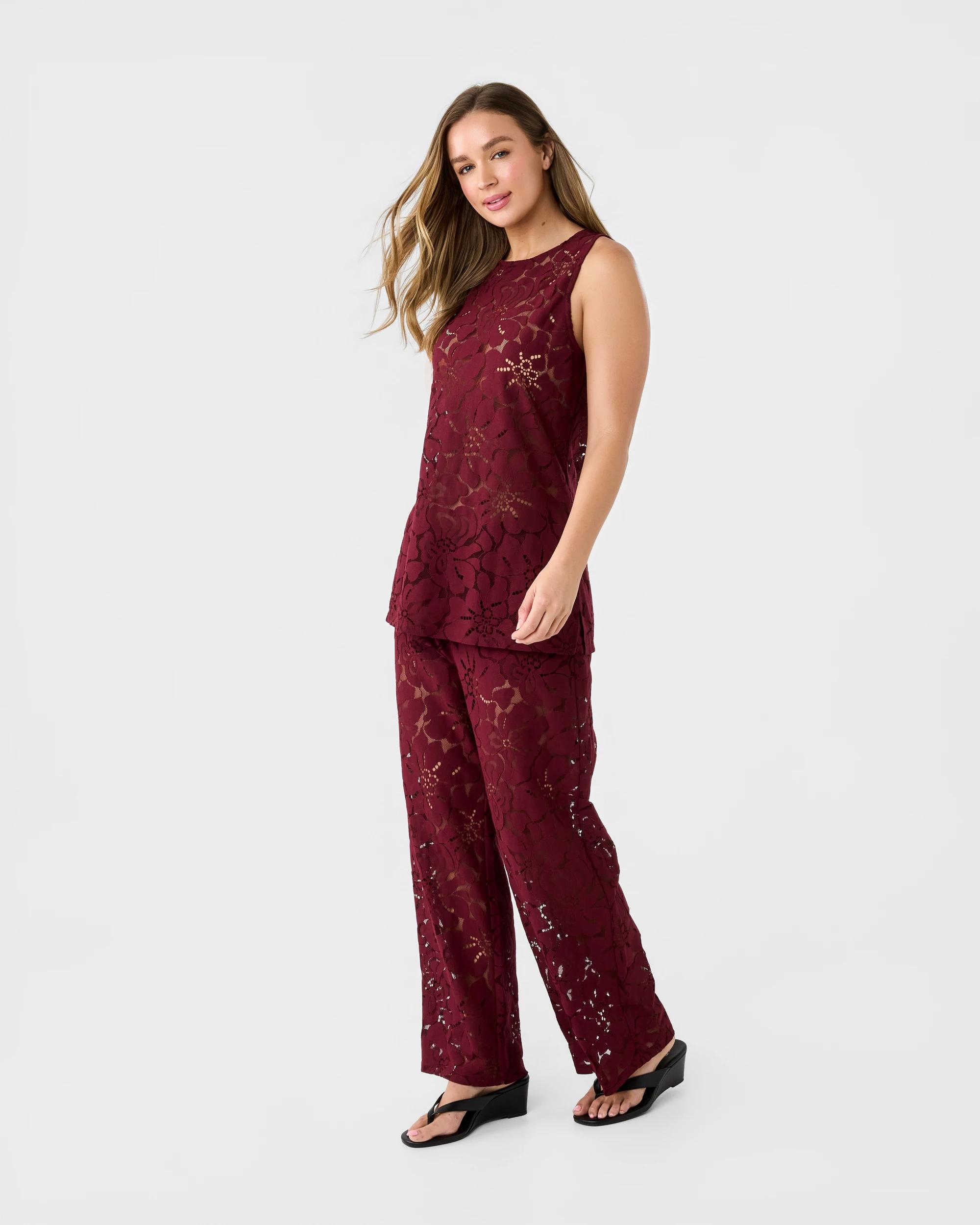 2 Sleeveless Lace Tunic Cran Juice, 2 of 6