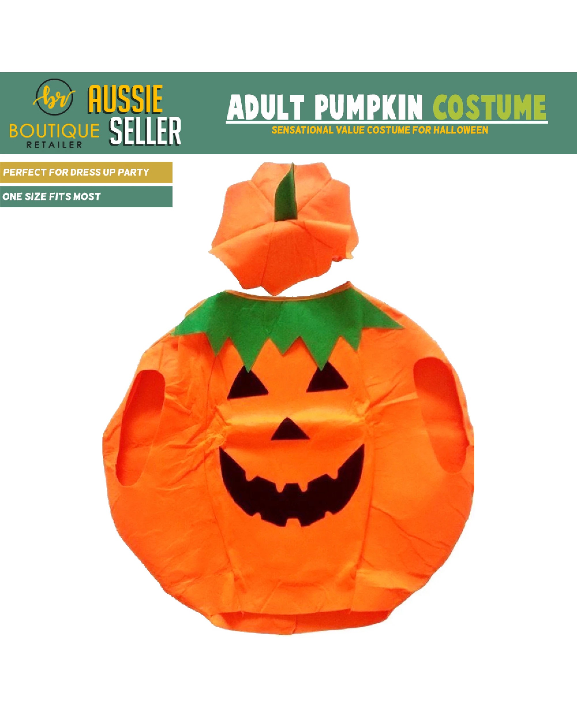 3 BR Costumes Adult Pumpkin Costume for Halloween Party, 3 of 3