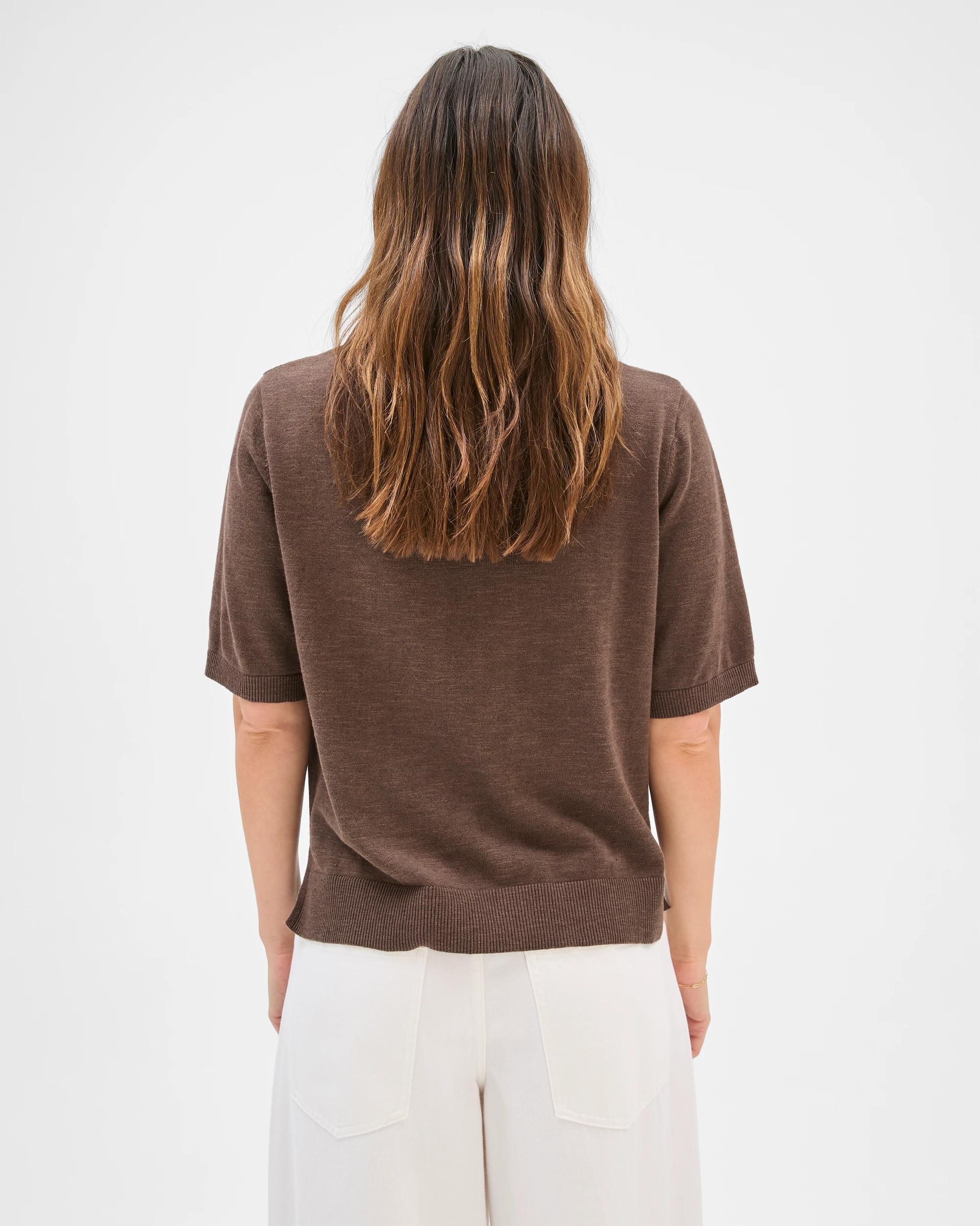 6 Target Woman Australian Cotton/Linen Blend Knit T-Shirt COFFEE BEAN, 6 of 6