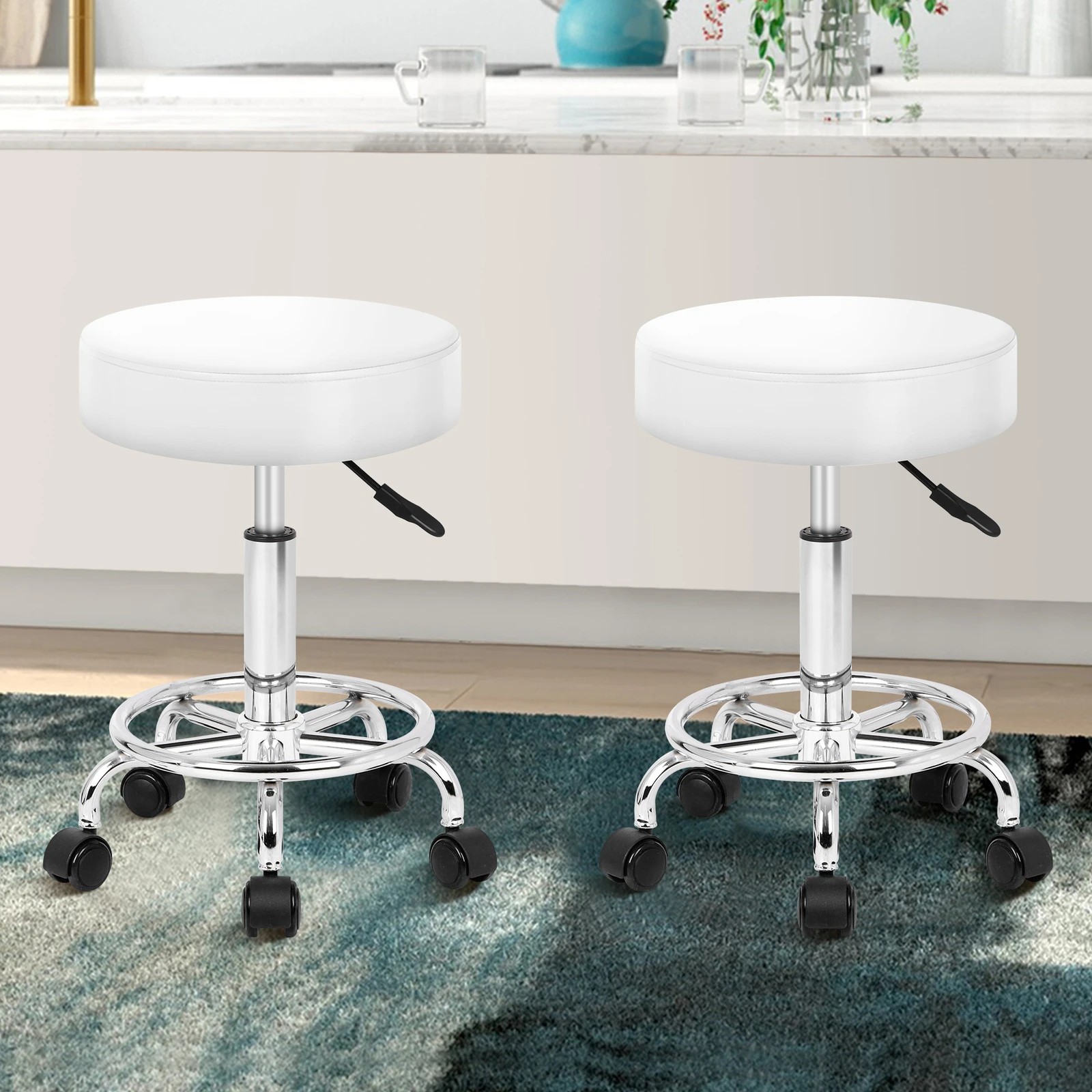 10 Alfordson 2x Salon Stool Round Swivel Barber Hair Dress Chair Gas Lift - White, 10 of 10