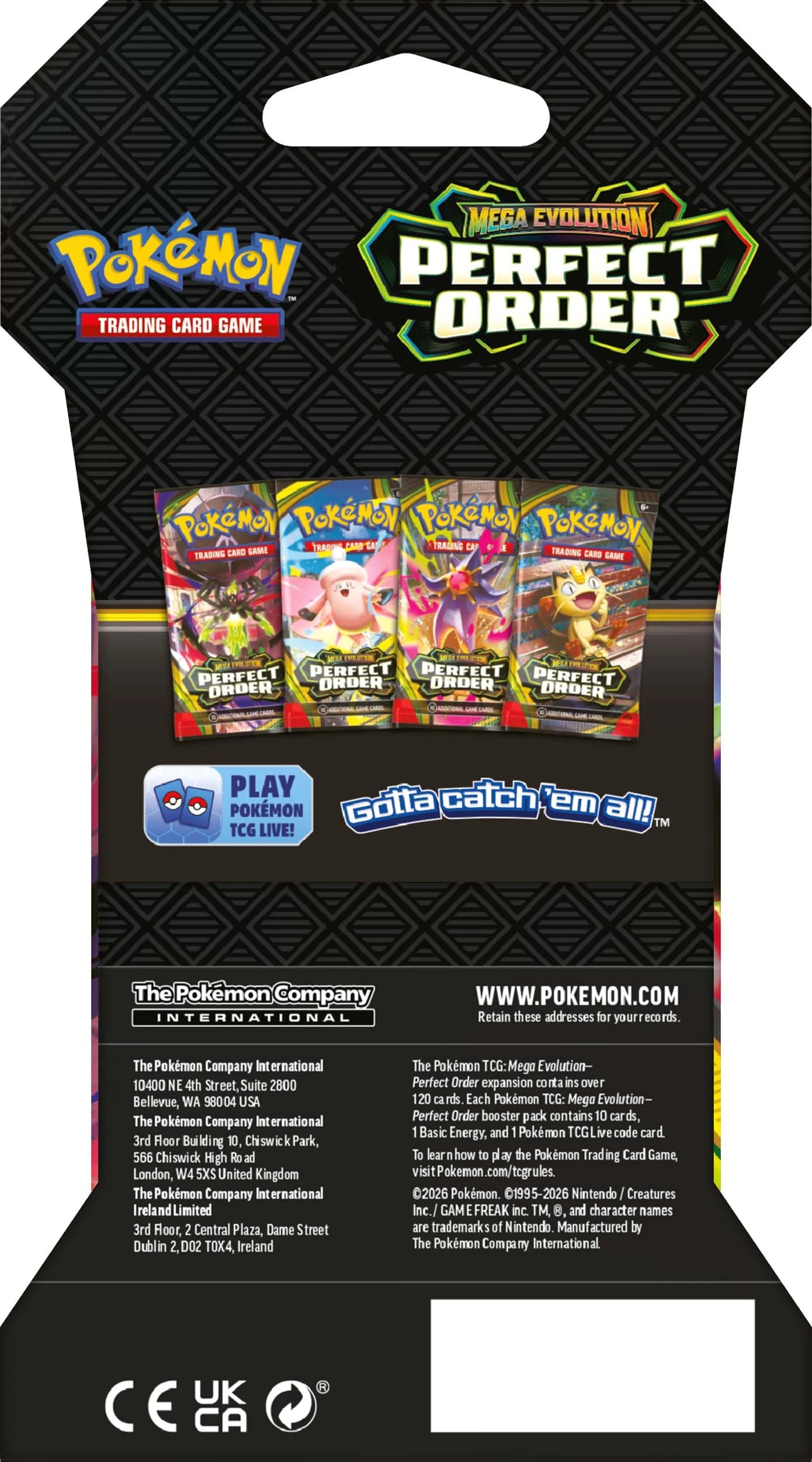 6 Pokemon Trading Card Game: Mega Evolution - Perfect Order Sleeved Booster - Assorted, 6 of 6