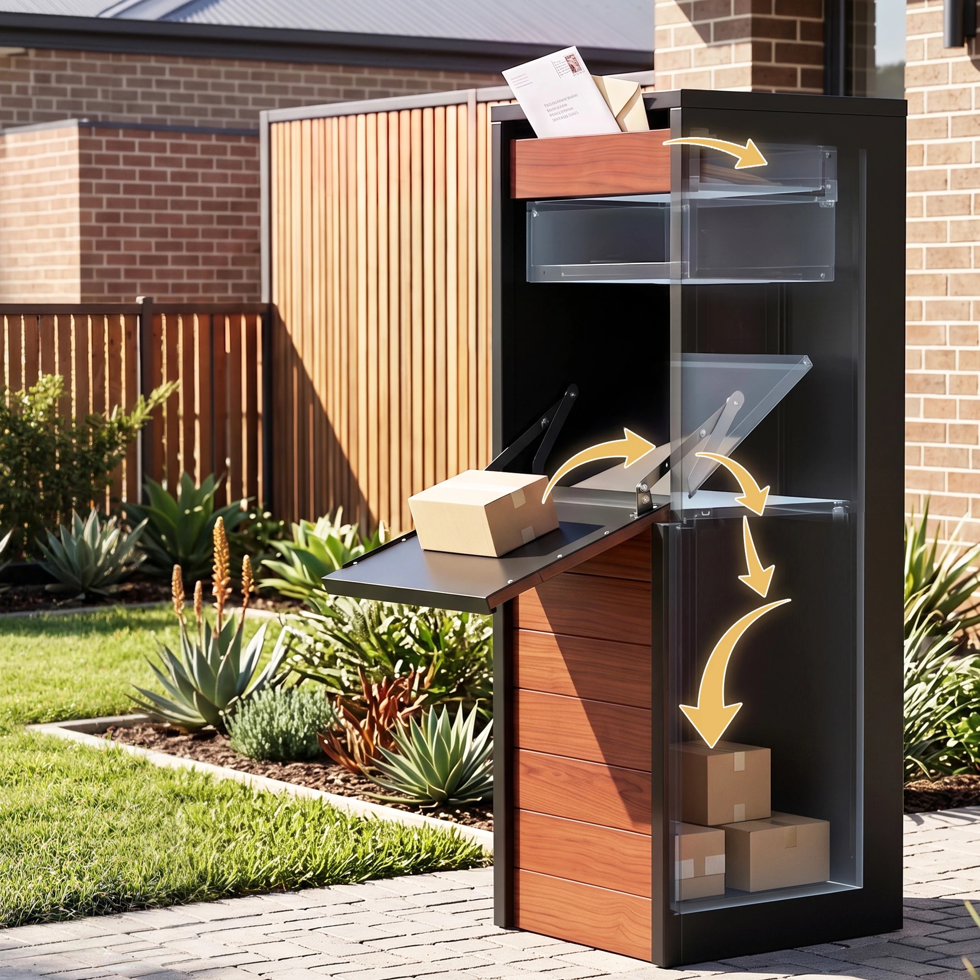 4 Gardeon Parcel Letterbox Drop Box Package with Lock - Natural, 4 of 8