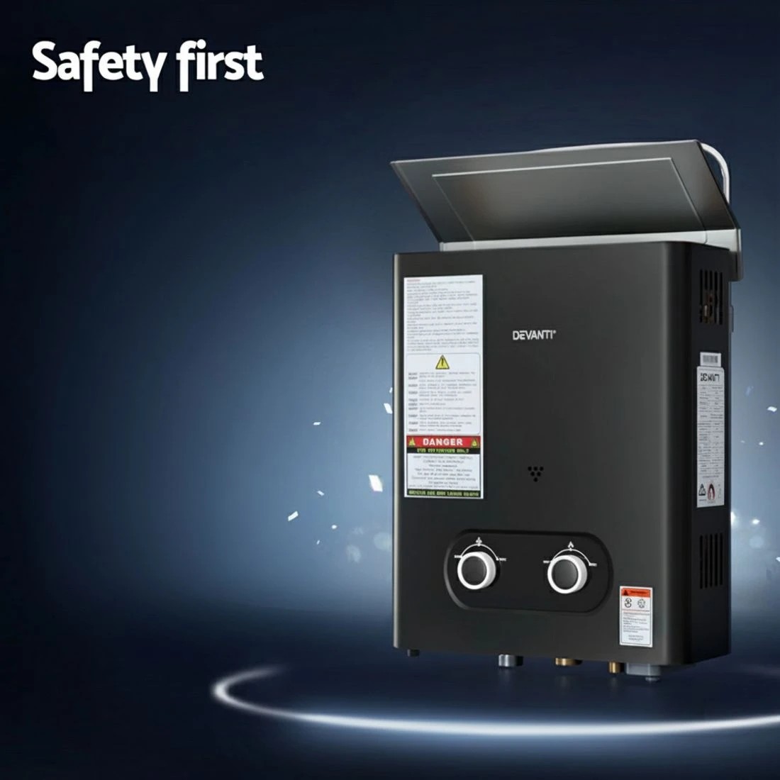 6 Devanti Portable Gas Water Heater LPG-powe System - Black, 6 of 6